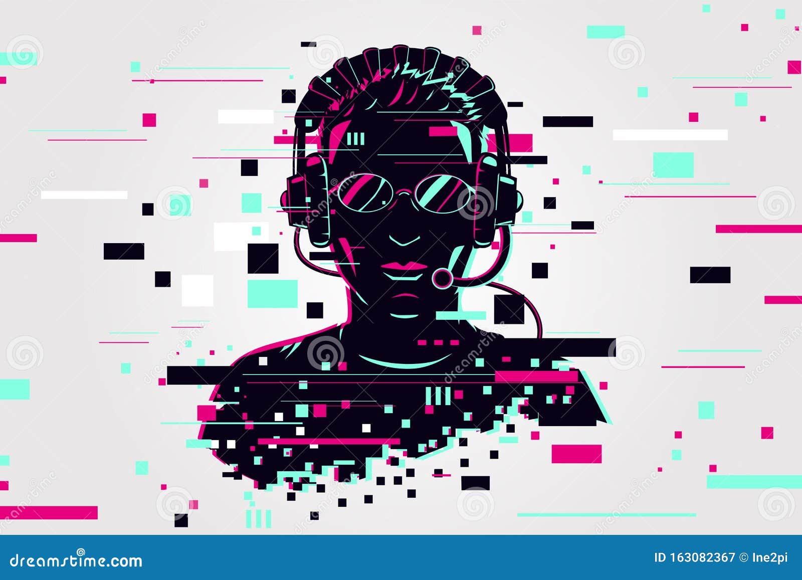 gamer portrait. video games background, glitch style. player  . online user.