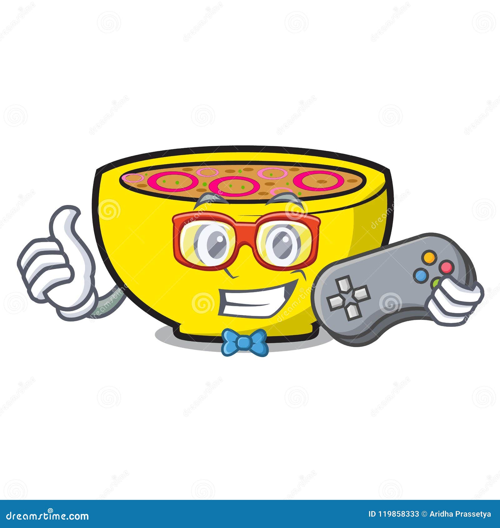 Gamer Soup Union Mascot Cartoon Stock Vector Illustration of healthy