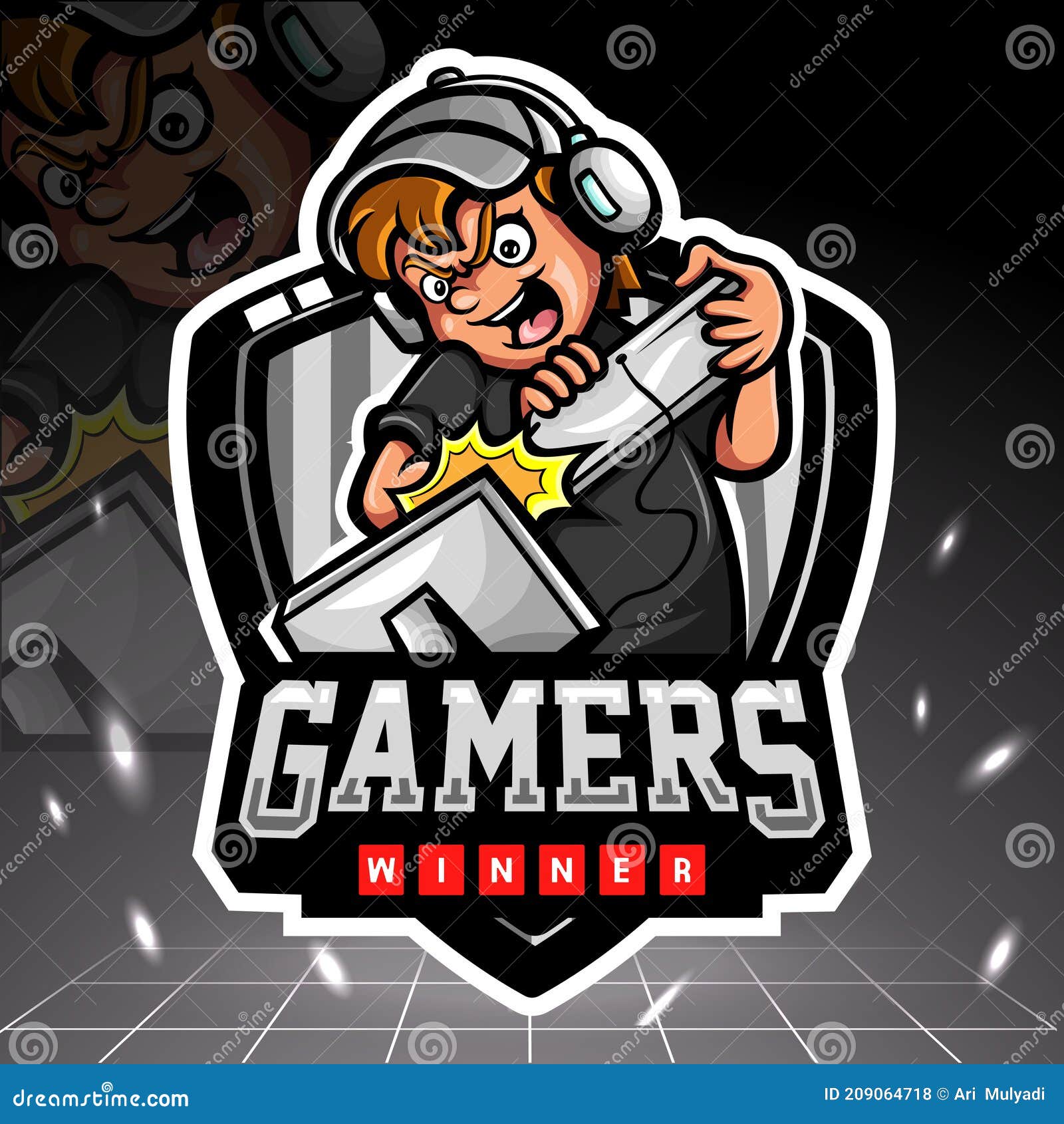 Gamer boy mascot esport logo design. Illustration of Gamer boy mascot  esport logo design royalty free illustration