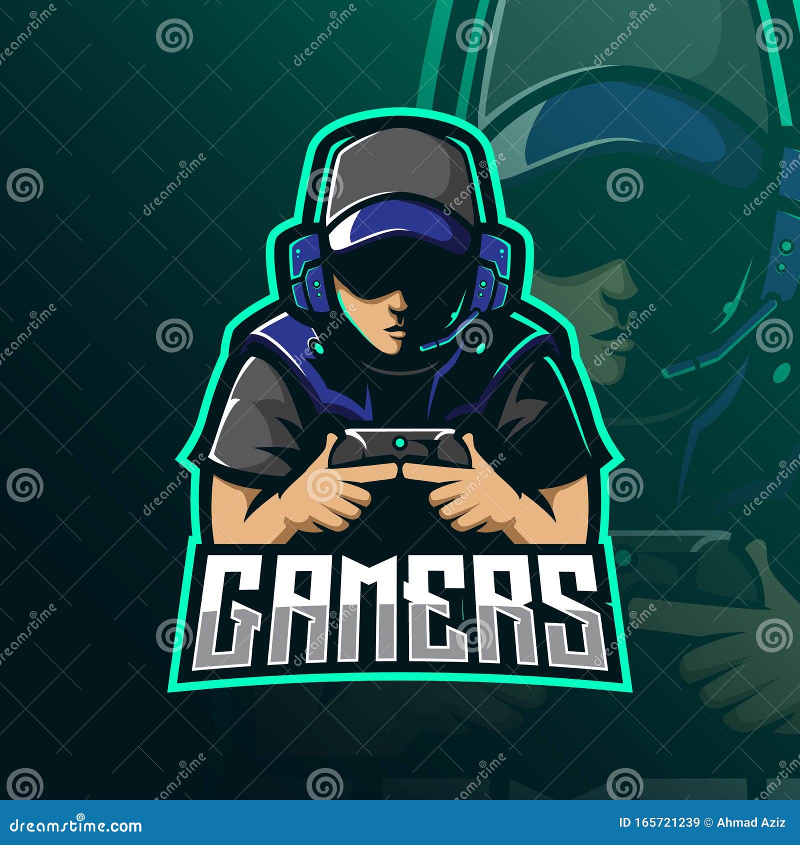 Gamer with a stick mascot logo icon Royalty Free Vector