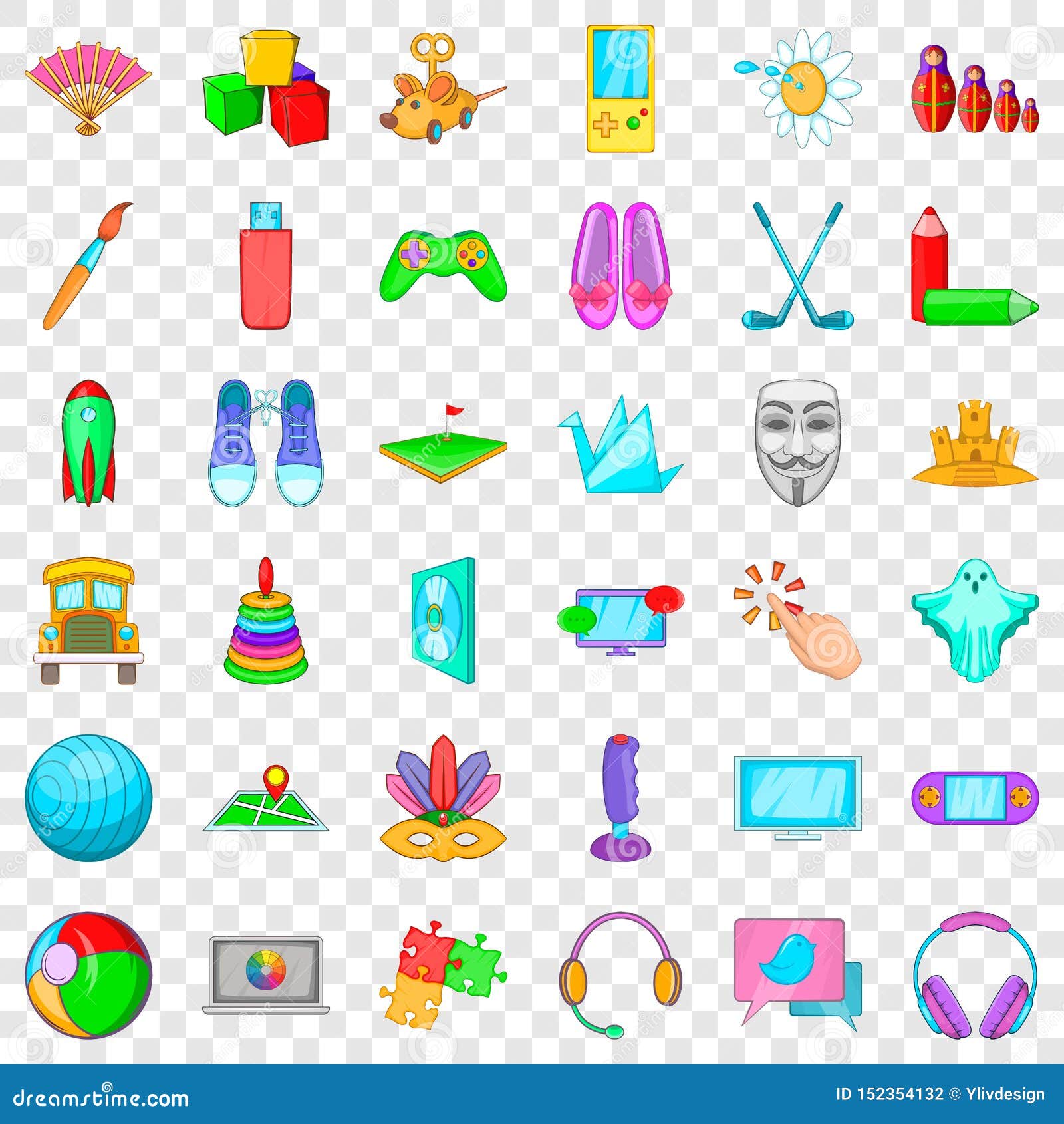 Gaming Icons Set, Cartoon Style Stock Vector - Illustration of ghost