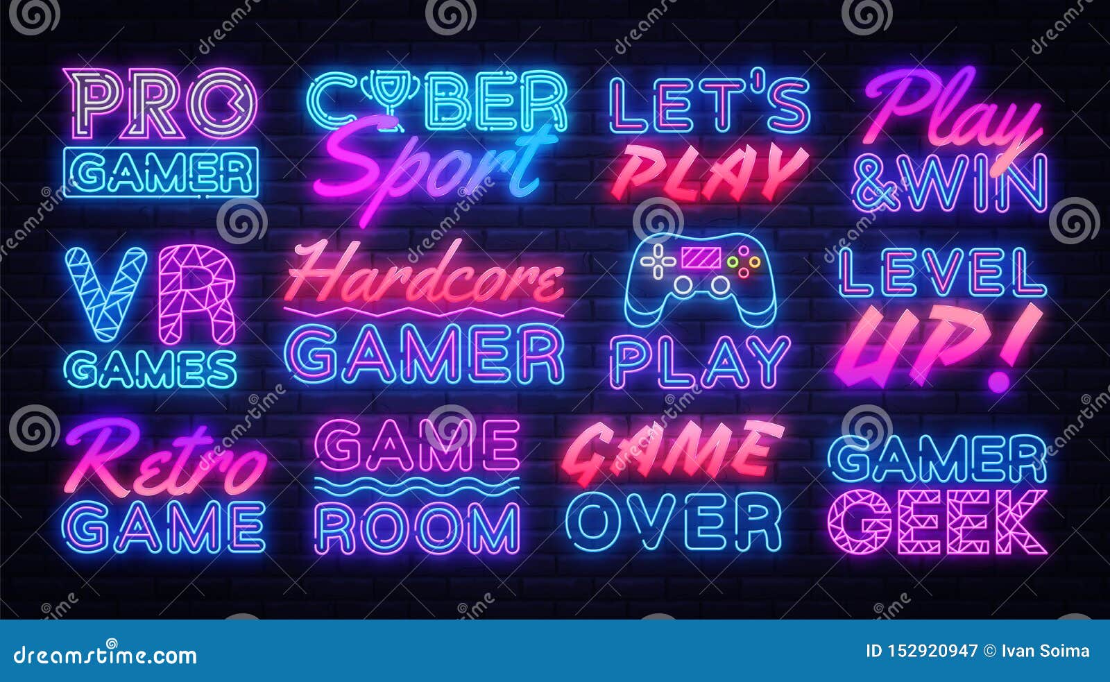 Modern Video Game Streamer Room - colorful blue and pink neon