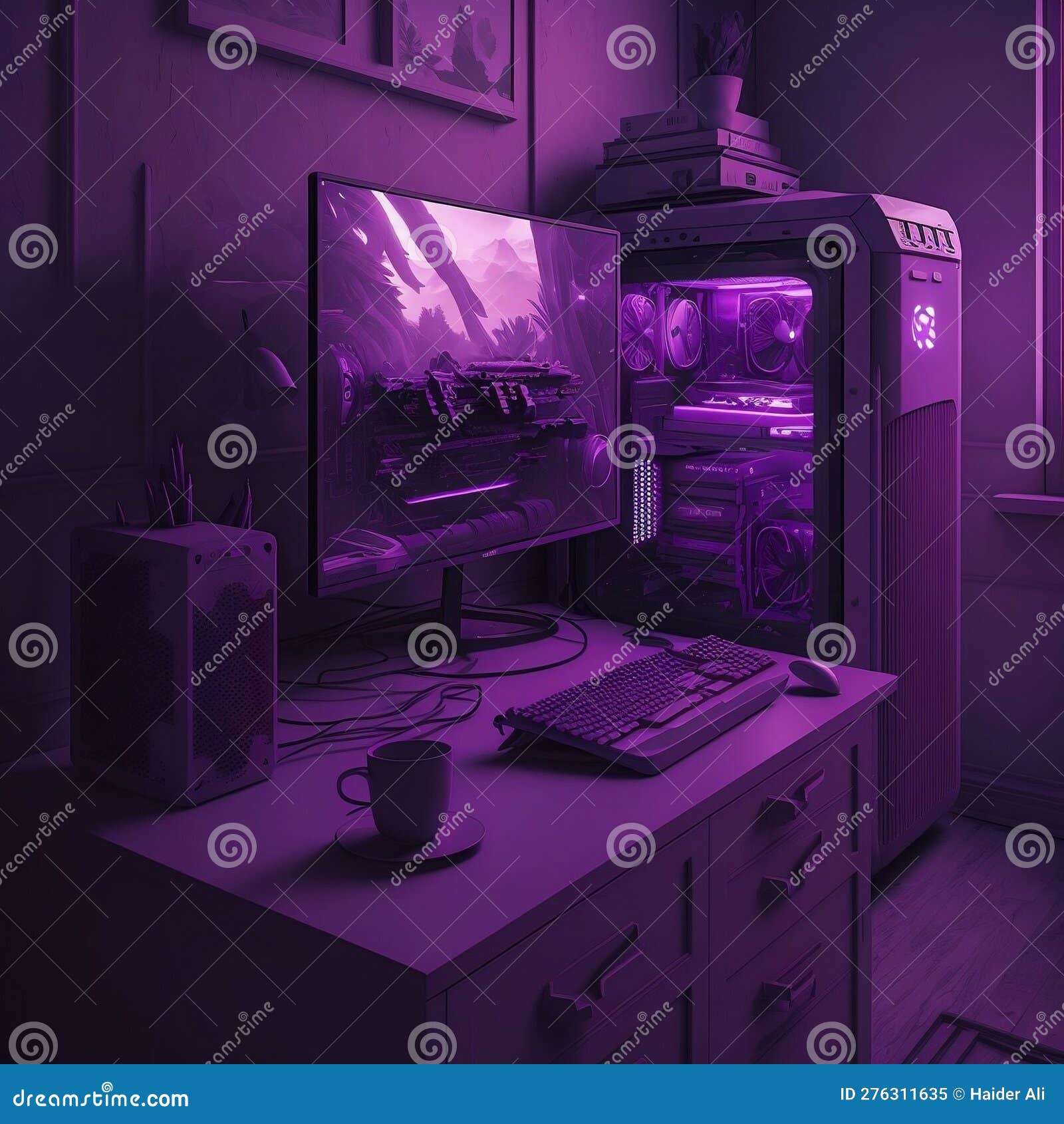 Gaming setup room, gaming room, gaming, gaming setup, Generative AI  Illustration Stock