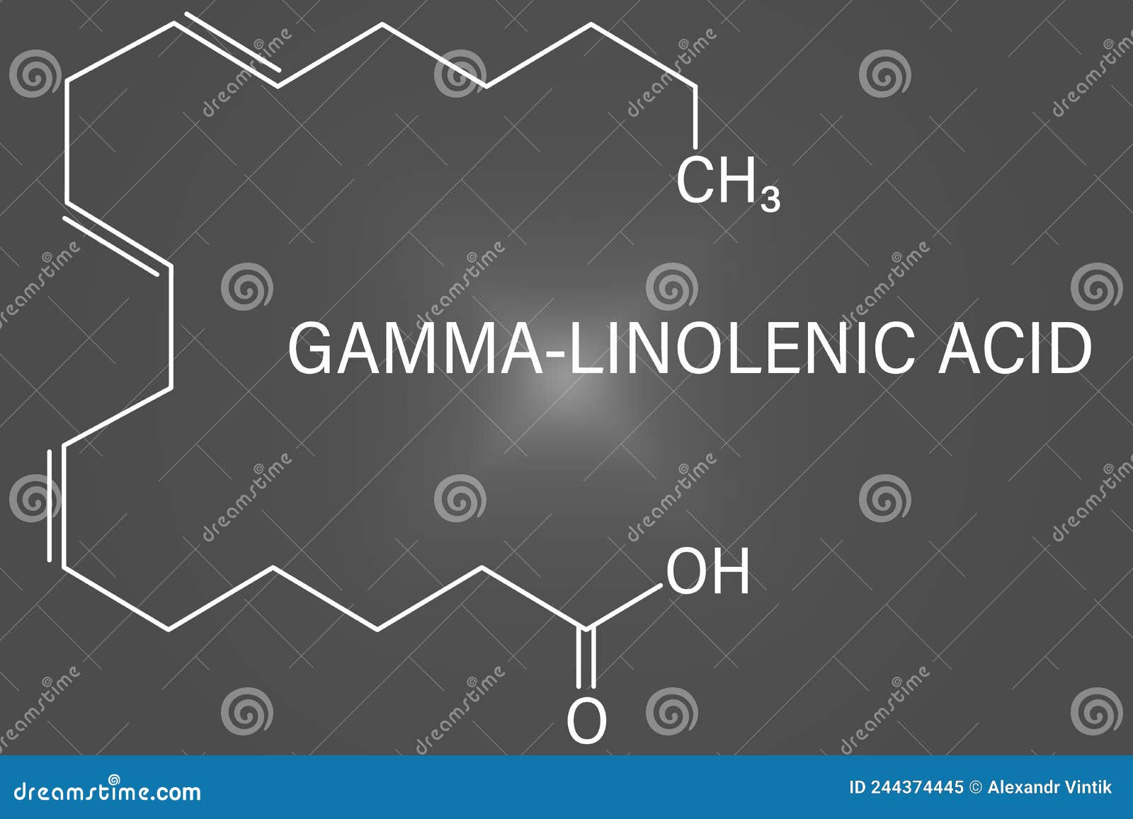 gamma-linolenic acid molecule. skeletal formula.