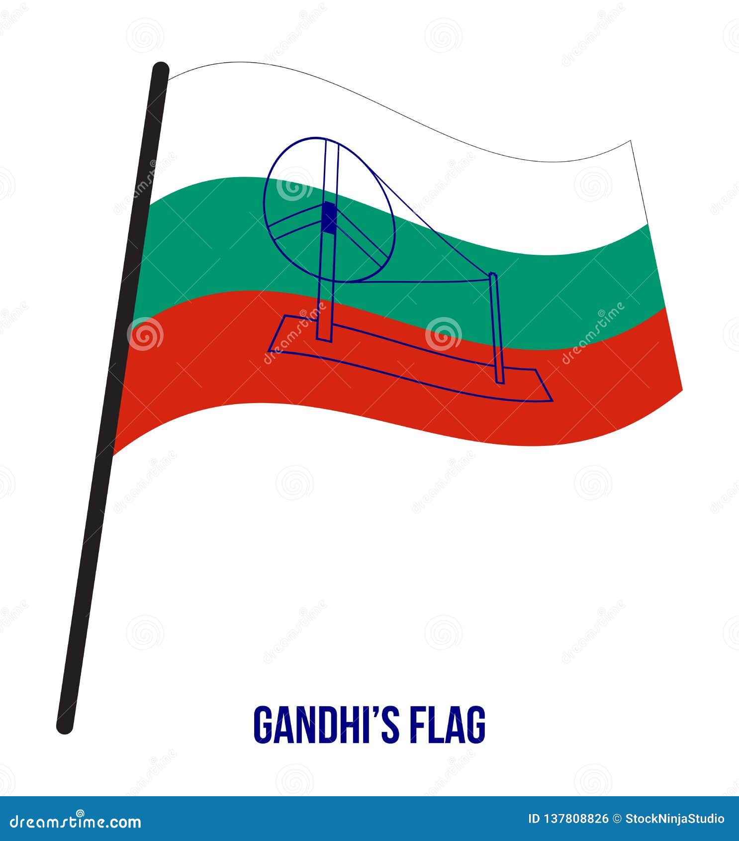 Gandhi S Flag Introduced At The Congress Meeting In 1921 Vector Illustration On White Background Stock Vector Illustration Of Blow Banner 137808826