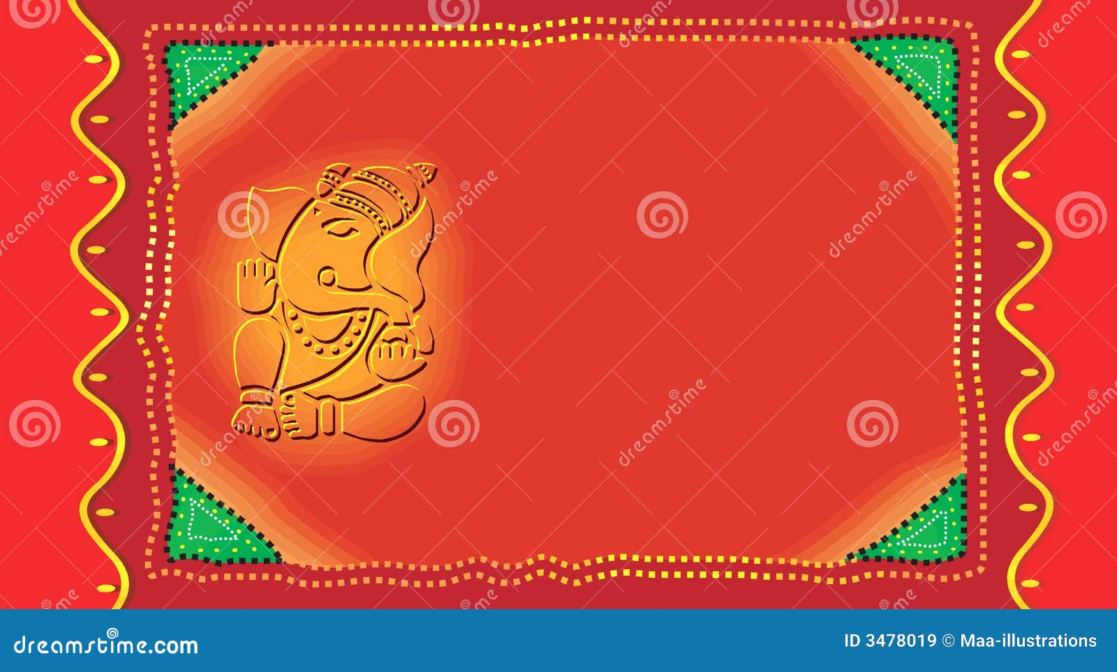 Ganesh on Invitation-card stock vector. Illustration of gold - 3478019