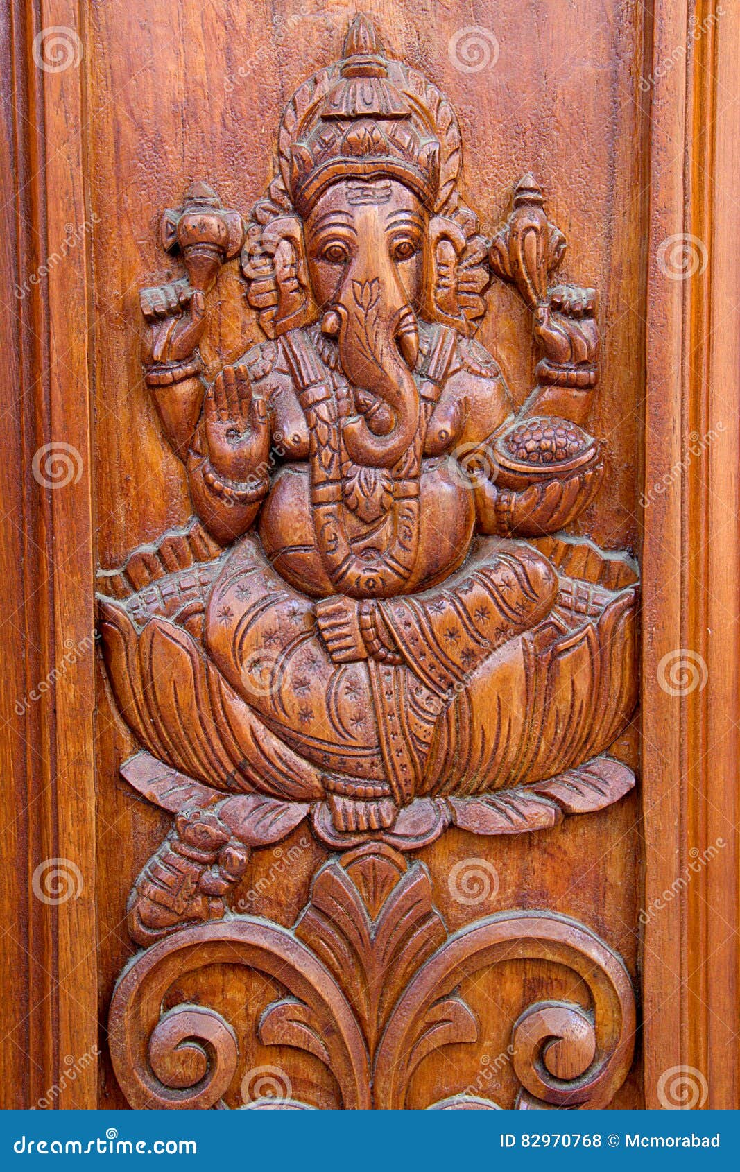 Ganesha Etched on Door Panel Stock Photo Image of statue, carving