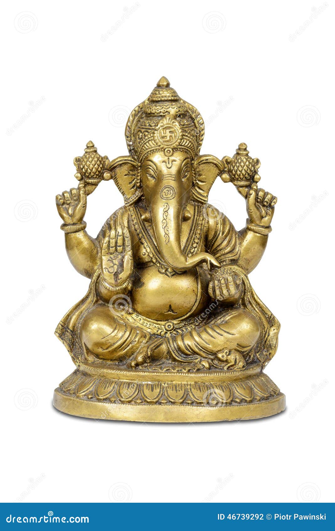 Ganesha van steen. Beeldje van Hindoese god van wijsheid, kennis en nieuw die begin Ganesha met het knippen van weg wordt geïsoleerd