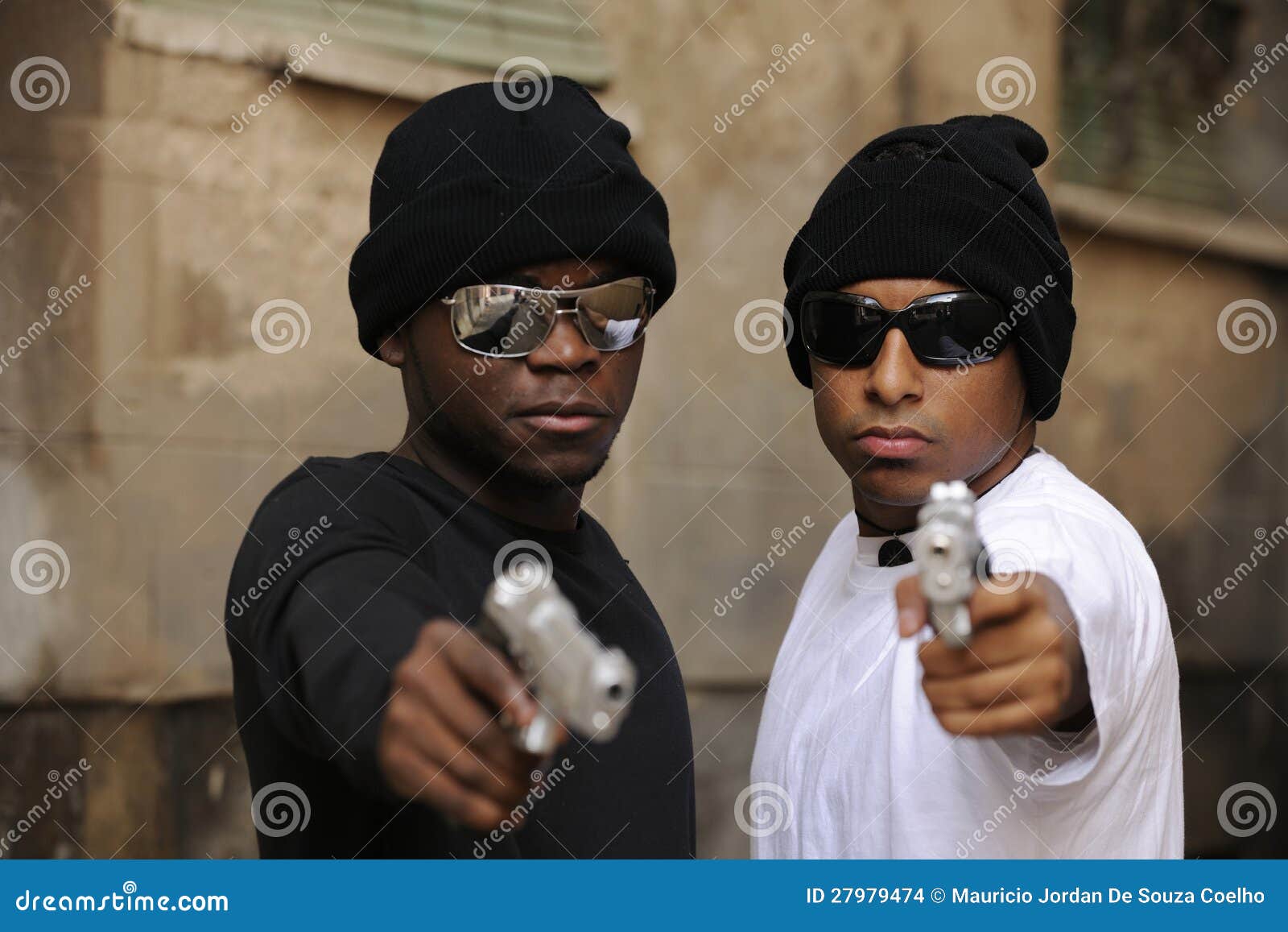 gang members with guns on the street