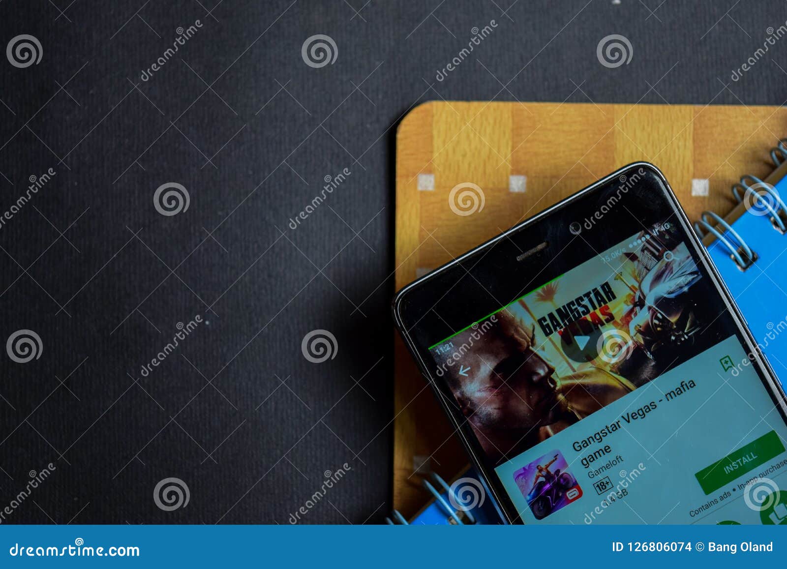 Gangstar Vegas - Mafia Game Dev App on Smartphone Screen. Editorial