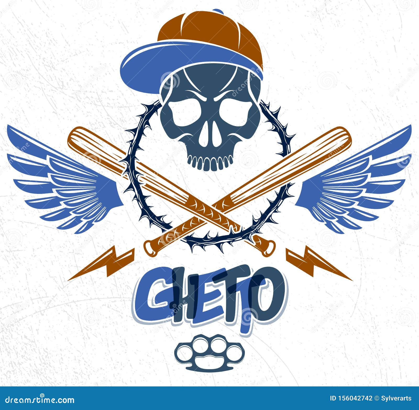 Gangster Emblem Logo or Tattoo with Aggressive Skull Baseball Bats and  Other Weapons and Design Elements. Stock Illustration - Illustration of  cool, emblem: 156042742