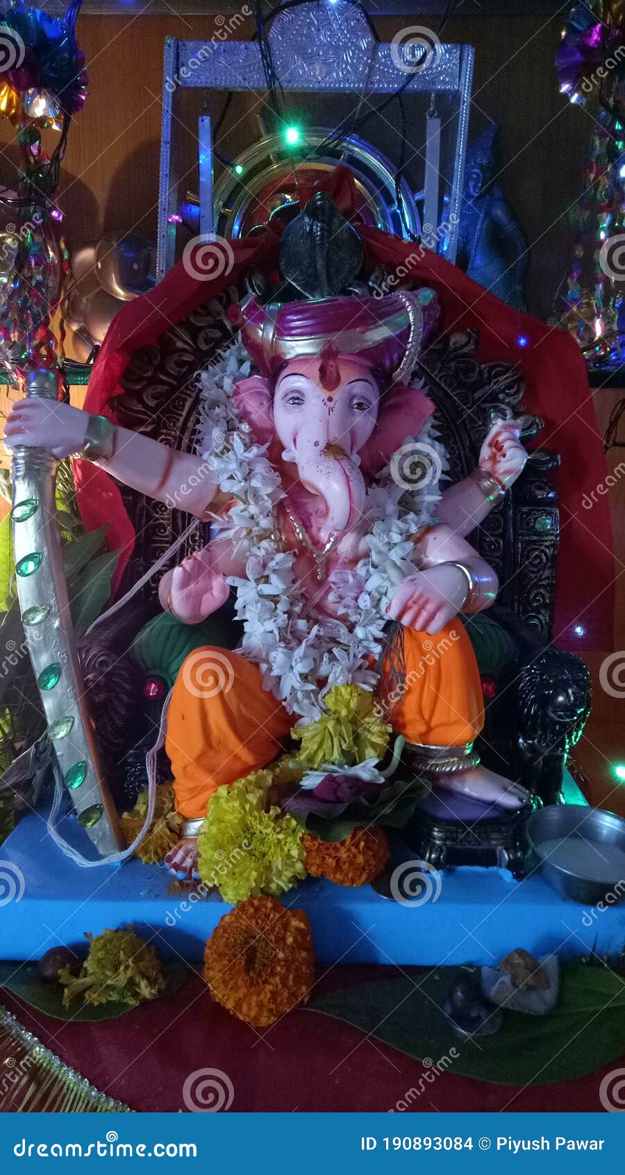 Ganpati Bappa at Our House Holding Sword Editorial Stock Image ...