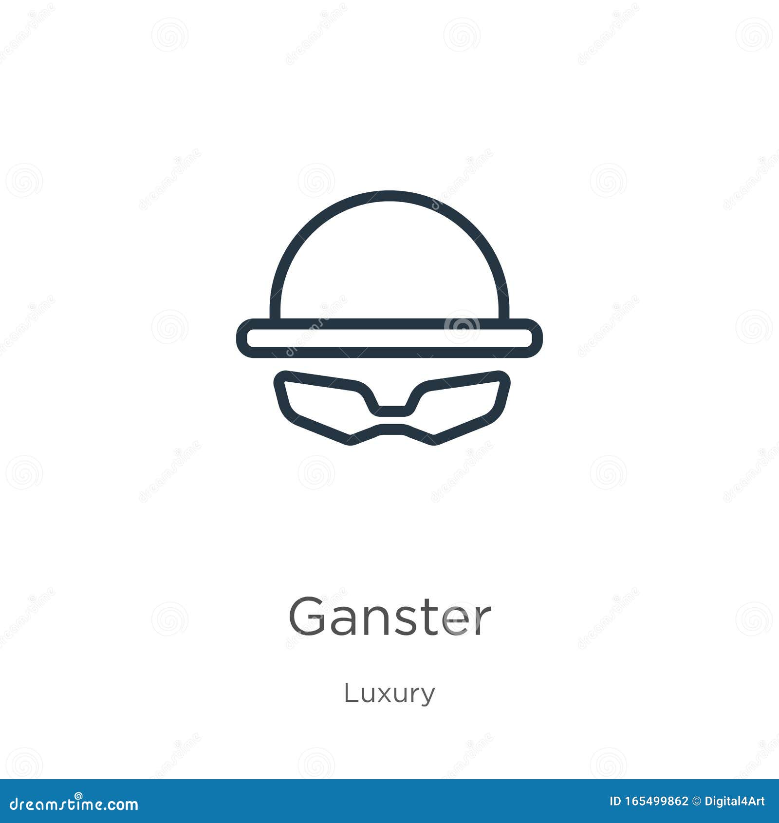 ganster icon. thin linear ganster outline icon  on white background from luxury collection. line  ganster sign,