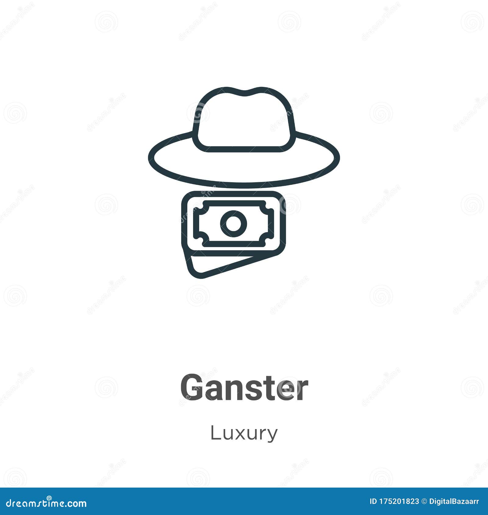 ganster outline  icon. thin line black ganster icon, flat  simple   from editable luxury concept