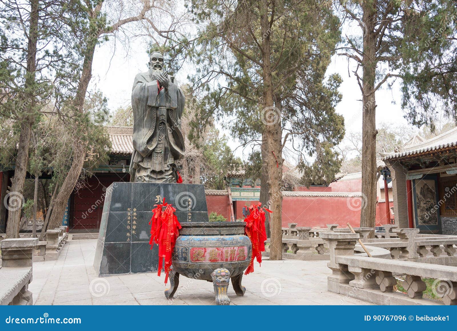 confucius statue at wuwei confucian temple (wuwei wen miao). a famous historic site in wuwei, gansu, china.