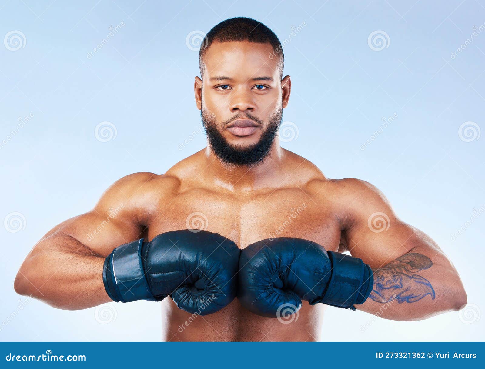 Gants Boxe Et Portrait D'un Homme Noir Sérieux Isolé Sur Fond Bleu En  Studio. Fitness Prêt Et Photo stock - Image du fuselage, regarder: 273321362