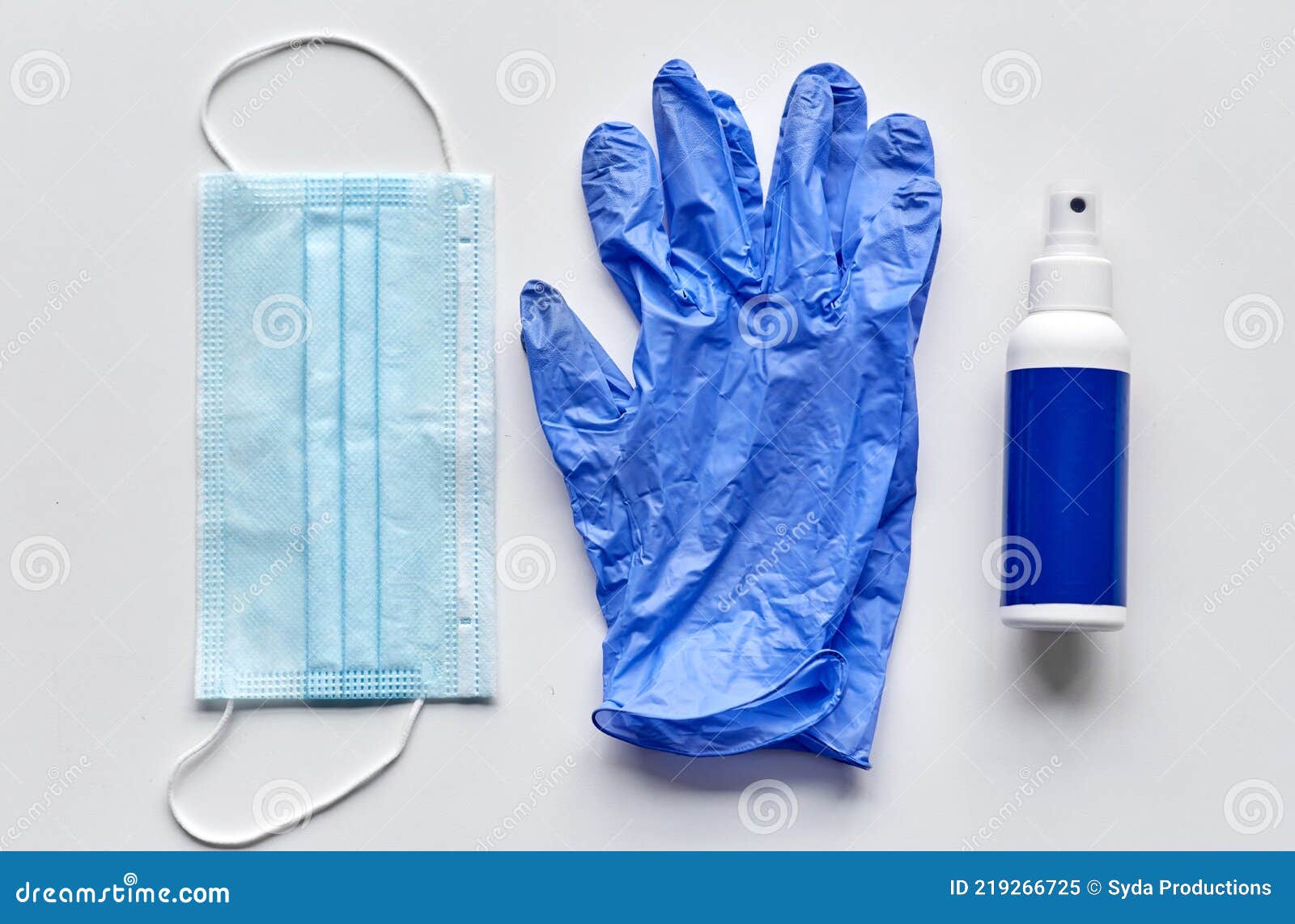 Gants De Masque Médical Et Désinfectant Pour Les Mains En Spray Image stock  - Image du virus, bactérien: 219266725