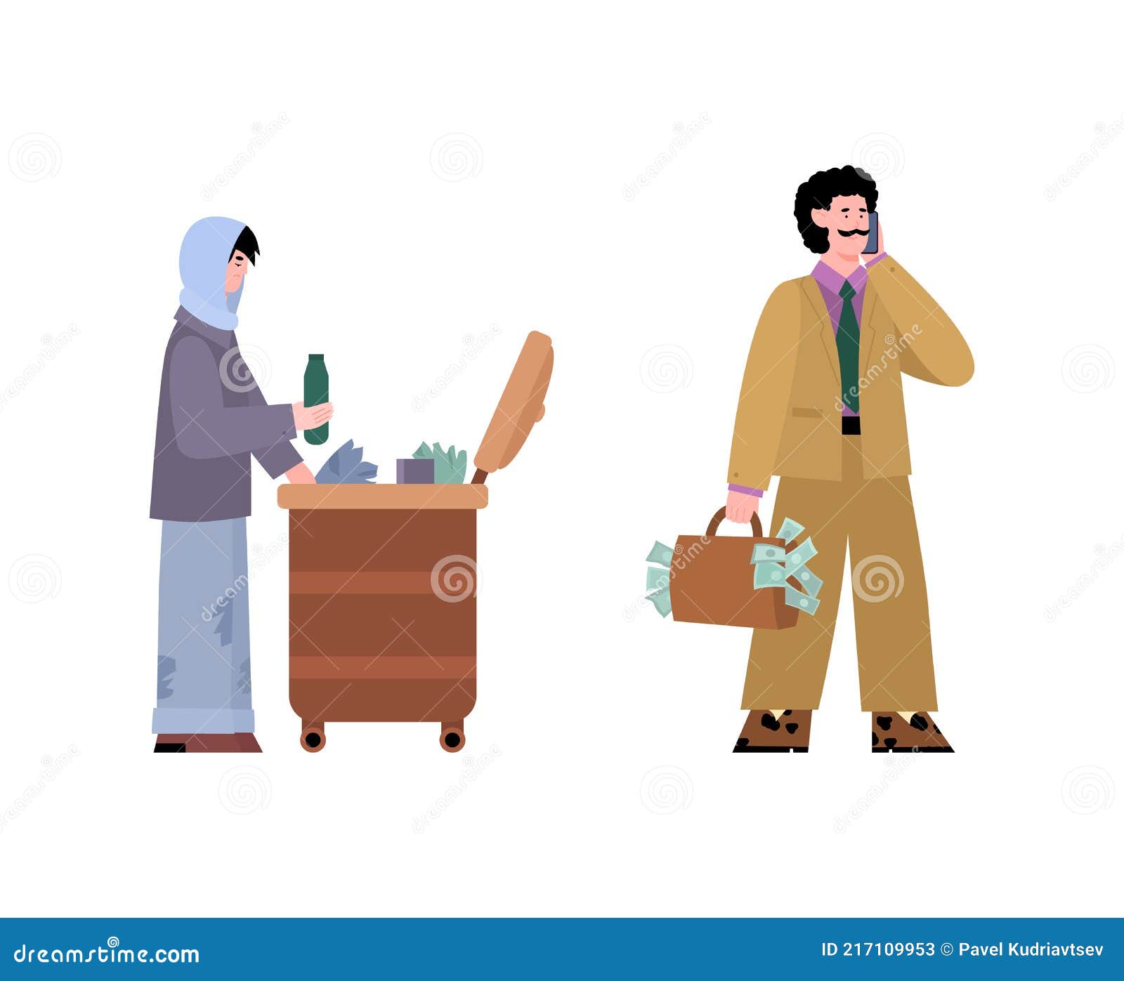 Gap between Rich and Poor People Concept Cartoon Vector Illustration  Isolated. Stock Vector - Illustration of concept, person: 217109953