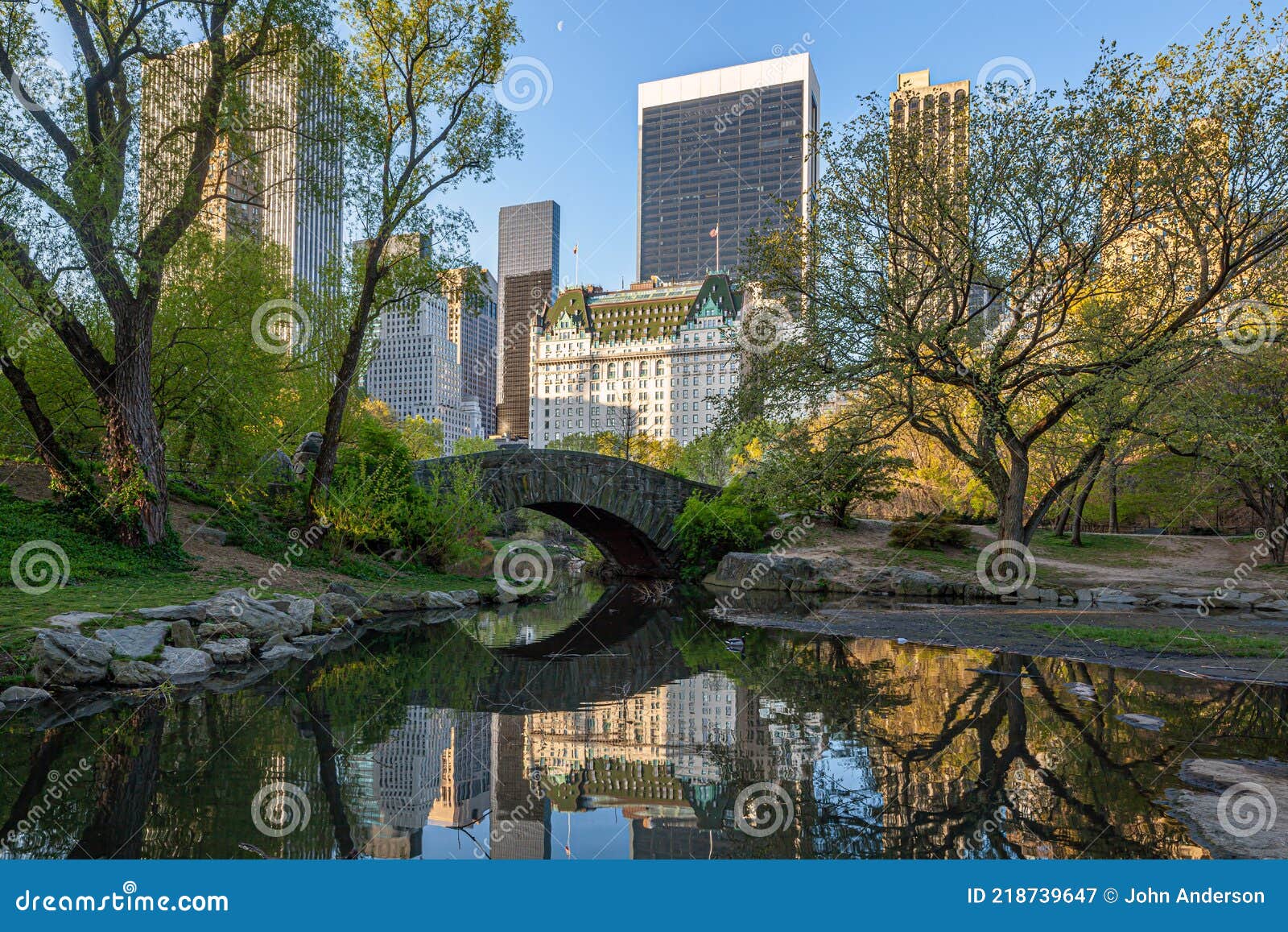 Gapstow Bridge in Central Park in Spring Stock Image - Image of water ...