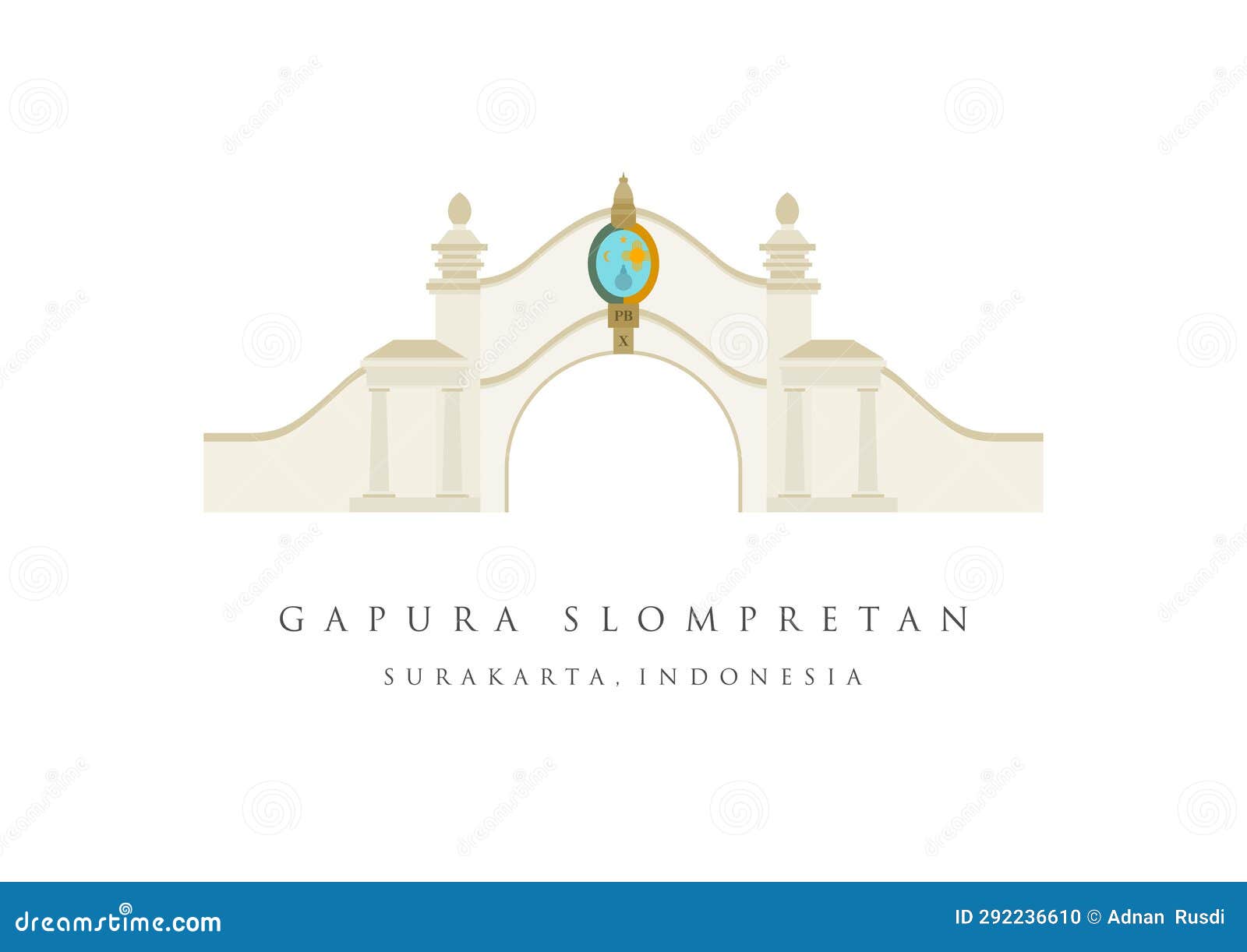 gapura slompretan or gapura pasar klewer surakarta in solo city. surakarta landmark. the landmark icon of solo city, surakarta,