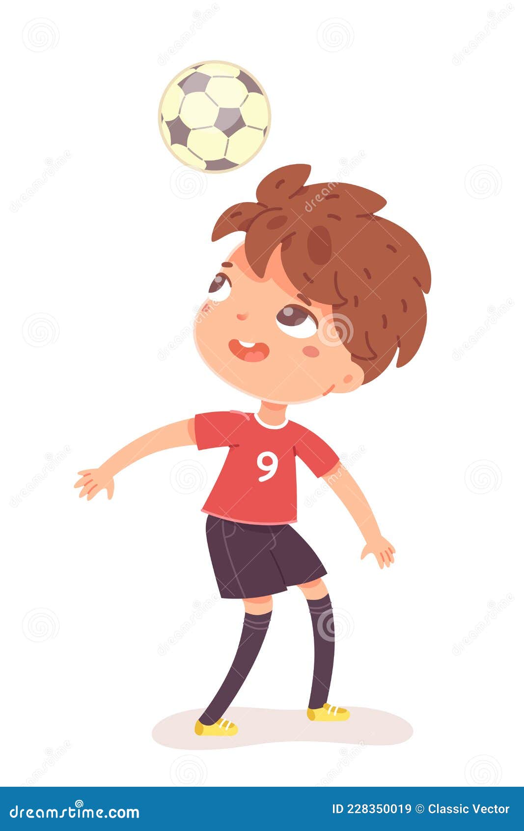 Enfant Avec Ballon De Foot Tout Sur Fond Blanc