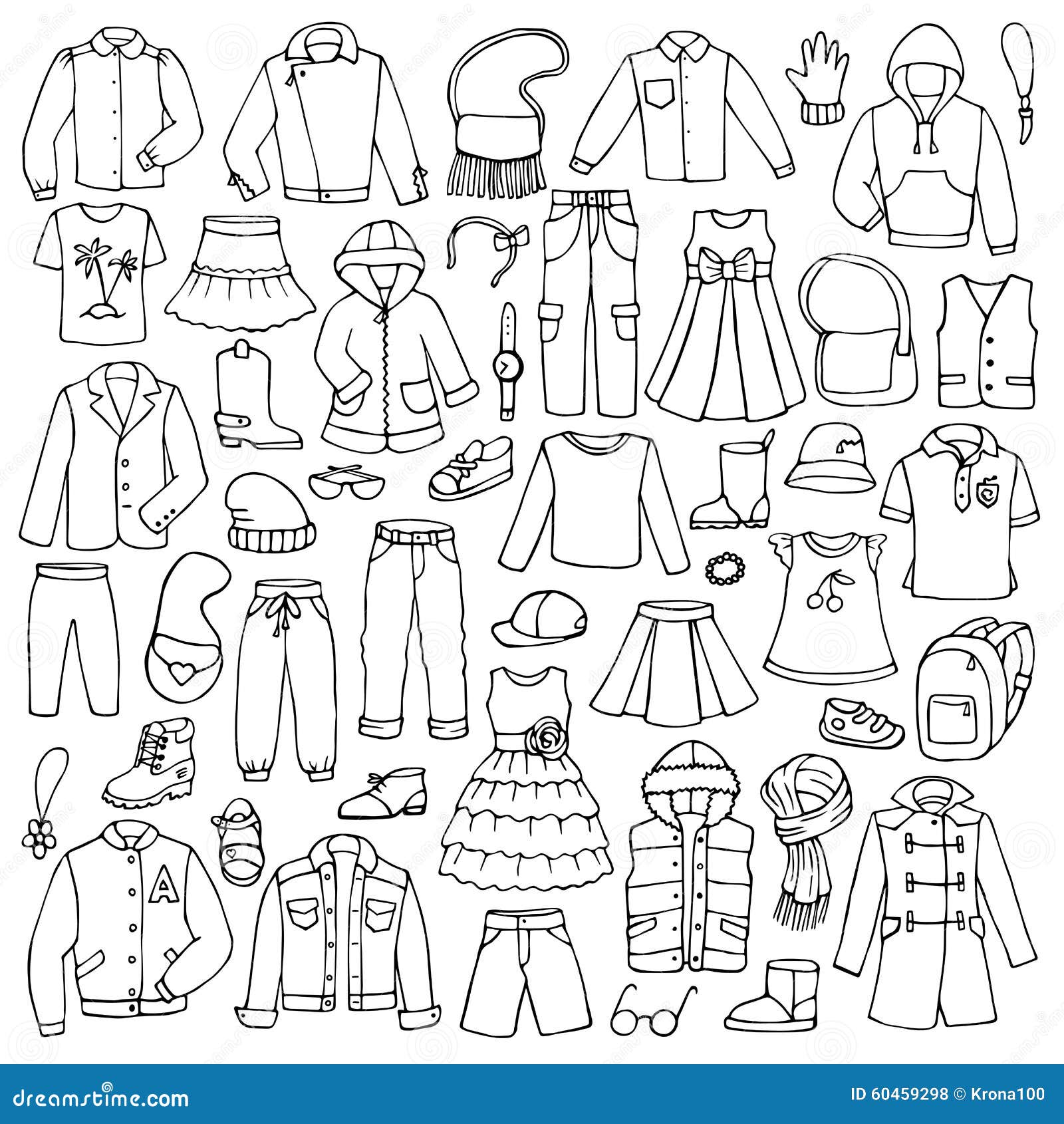 Garabato Dibujado Mano Fijado Con Ropa Infantil Ilustración del Vector - Ilustración de hembra, camisa: 60459298 Garabato Dibujado Mano Fijado Con Ropa Infantil Ilustración del Vector - Ilustración de hembra, camisa: 60459298