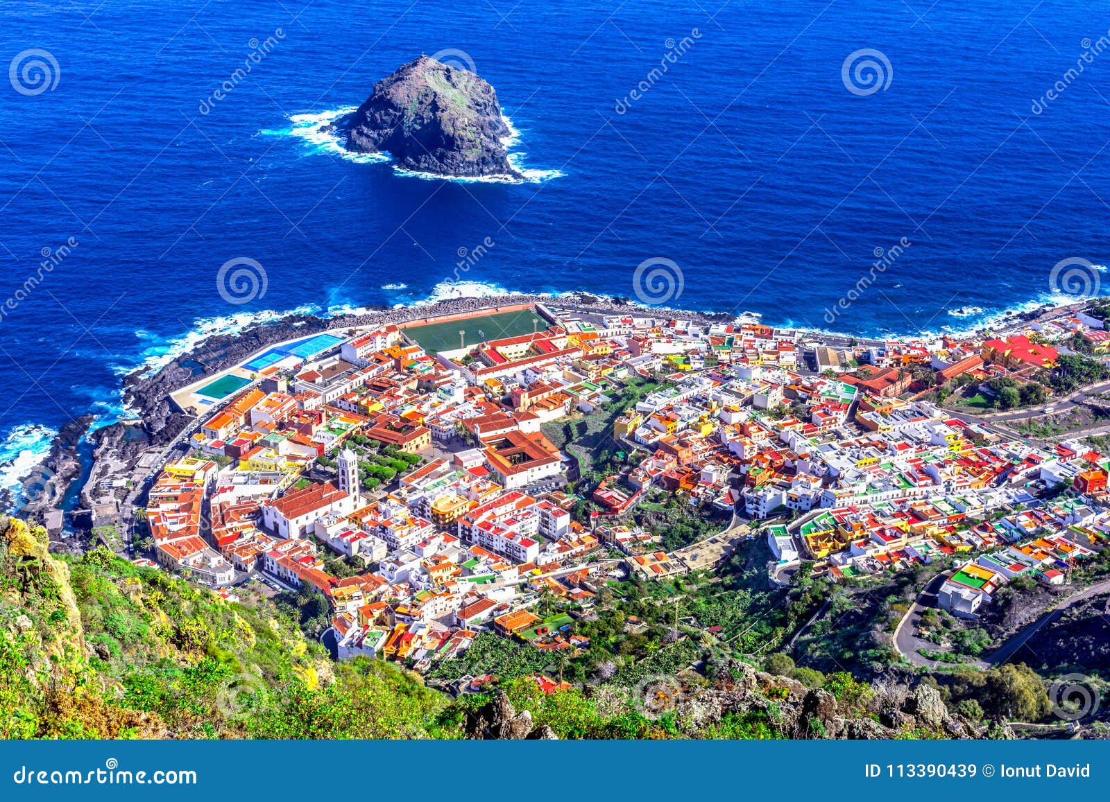 garachico, tenerife, canary islands, spain: overview of the col