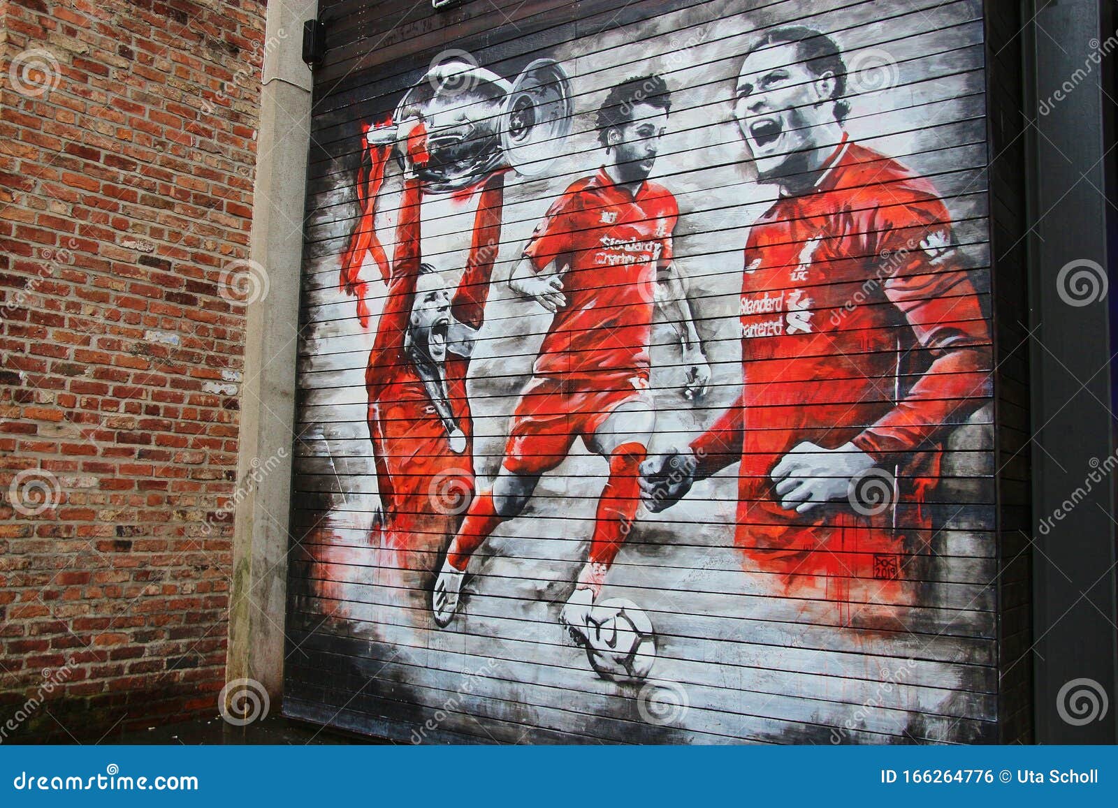 Garage Door Painting Of Fc Liverpool Football Players Liverpool England Editorial Photo Image Of Britain Match 166264776