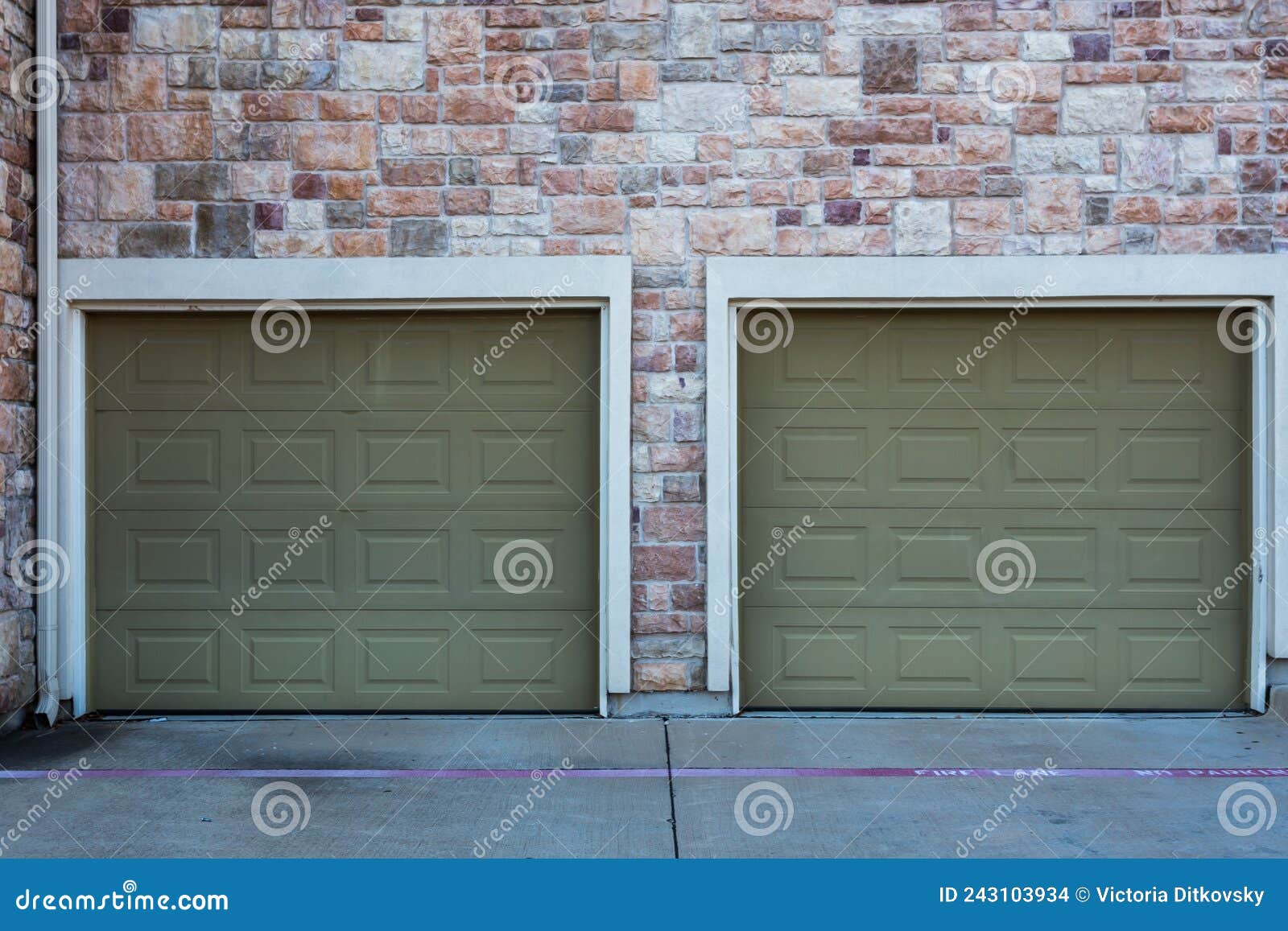 Garage Doors on a Brick Wall Stock Photo Image of garage, house