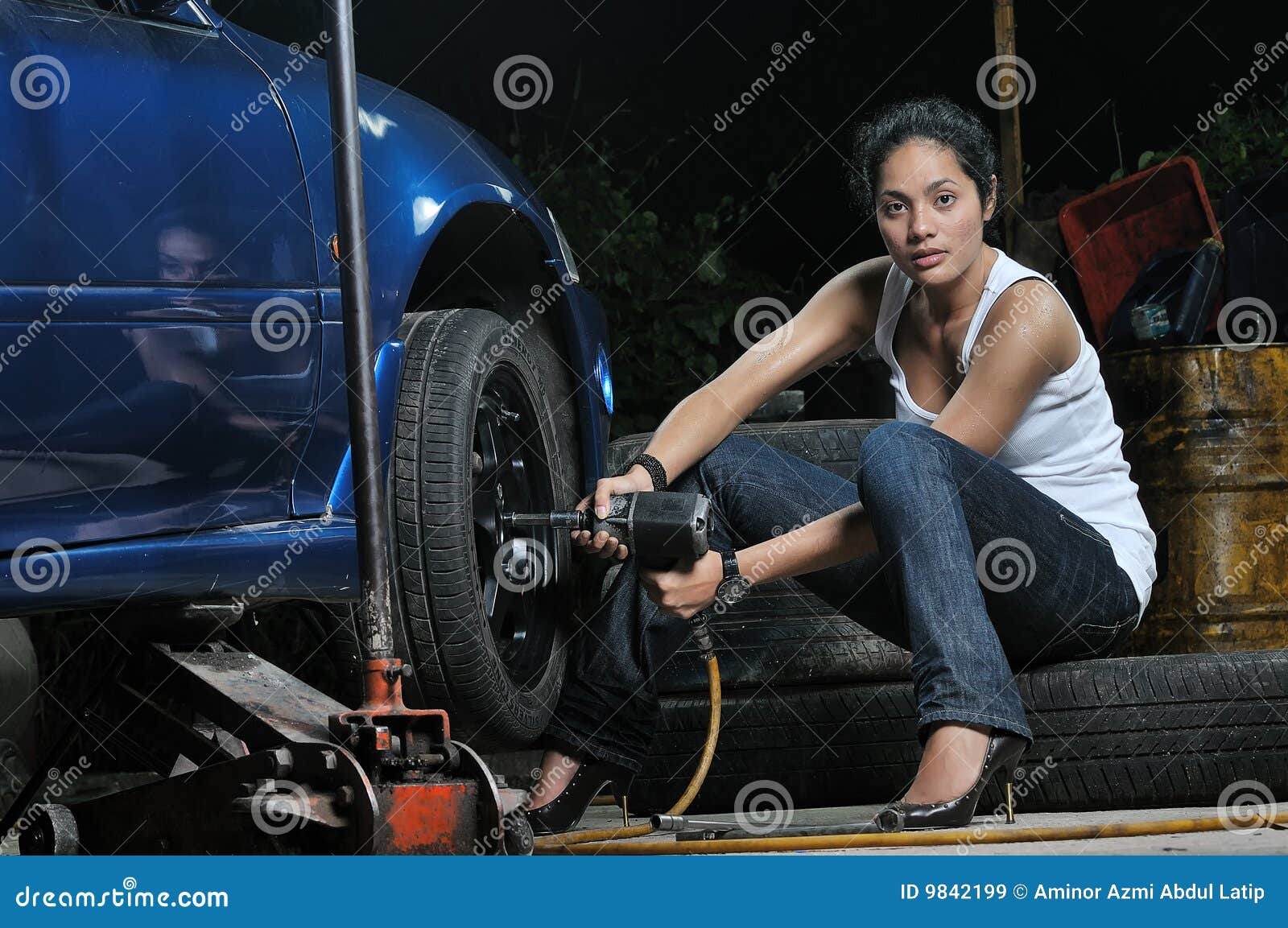 Garage Girl stock image. Image of service, repair, malaysian 9842199