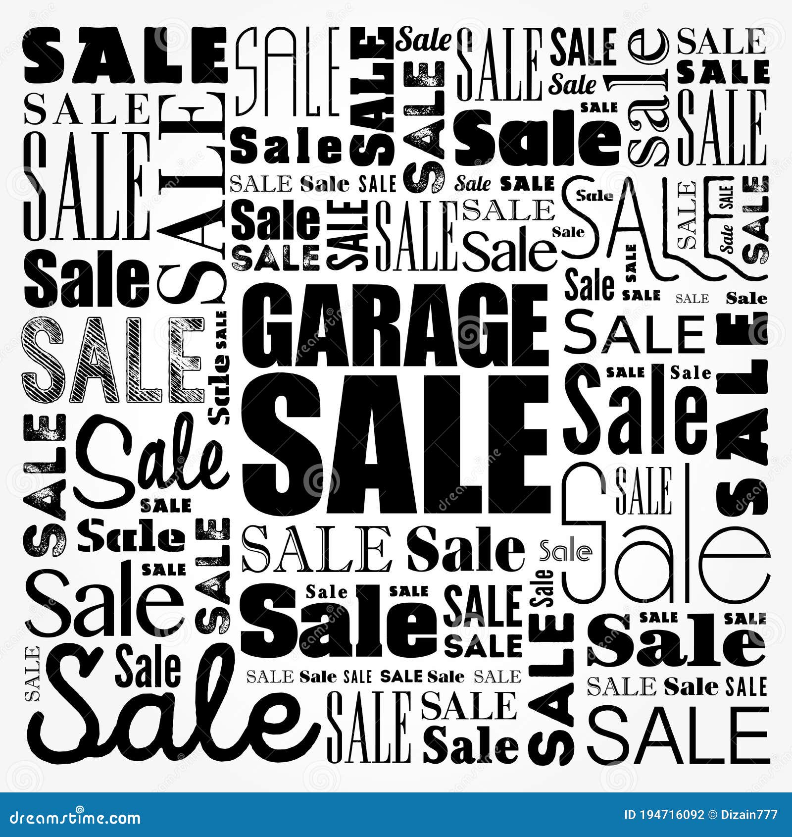 GARAGE SALE Words Cloud, Business Concept Background Stock Illustration