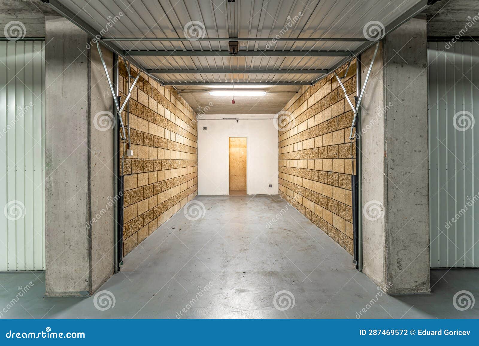 Modern Garage Space for Car in the Underground Building Stock Photo