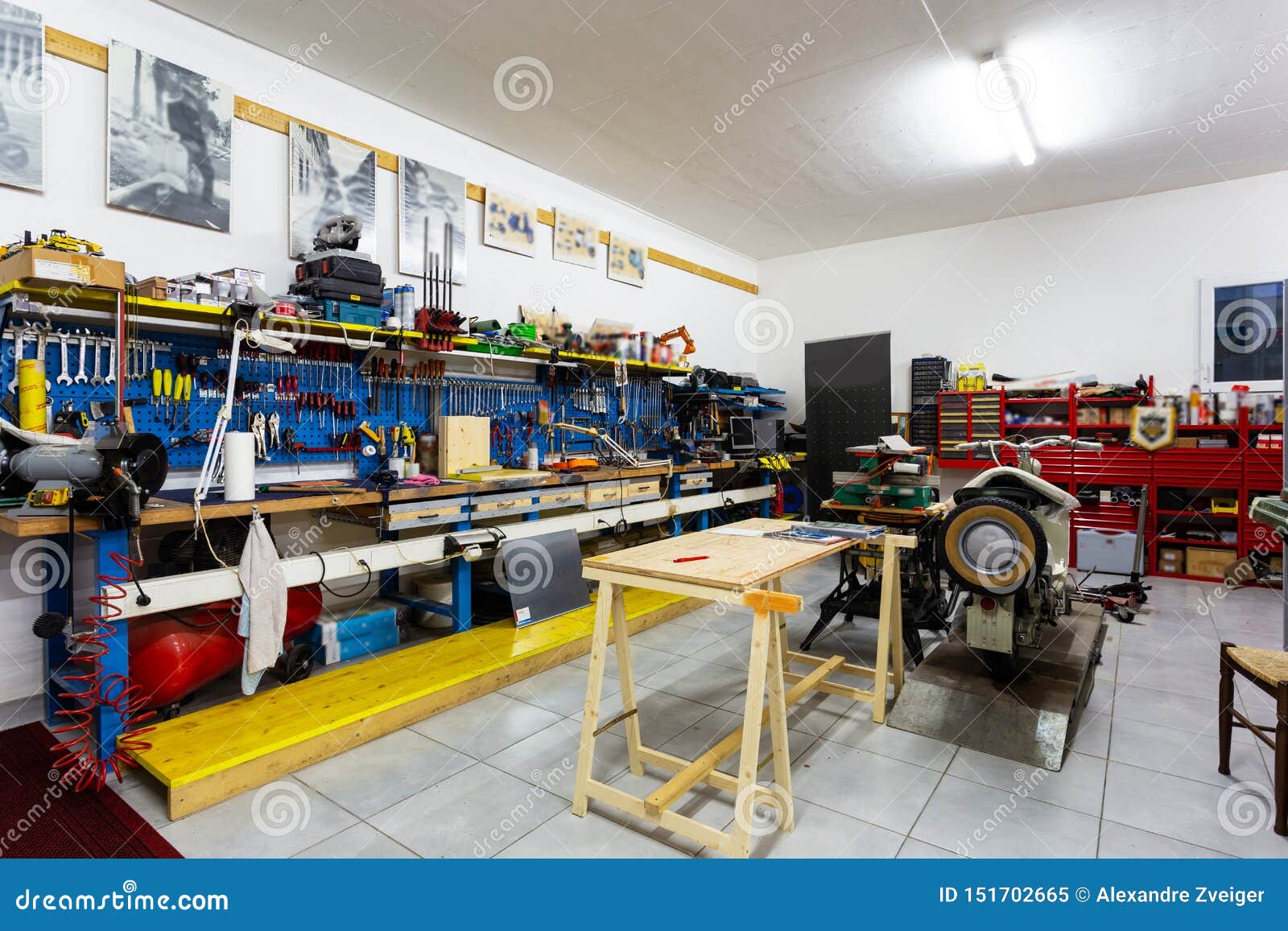 Garage with Work Tools for Motor Enthusiasts Stock Image Image of furniture, interior 151702665