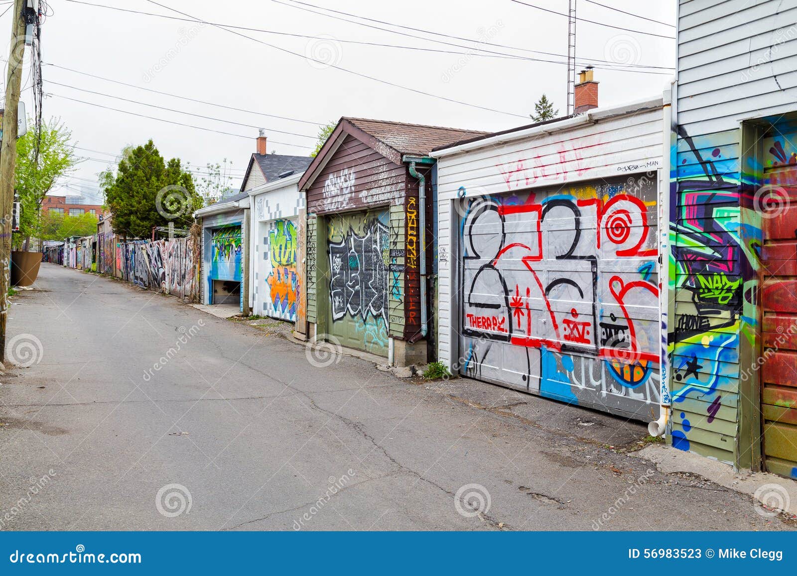 Garages and Graffiti in Toronto Editorial Stock Photo Image of