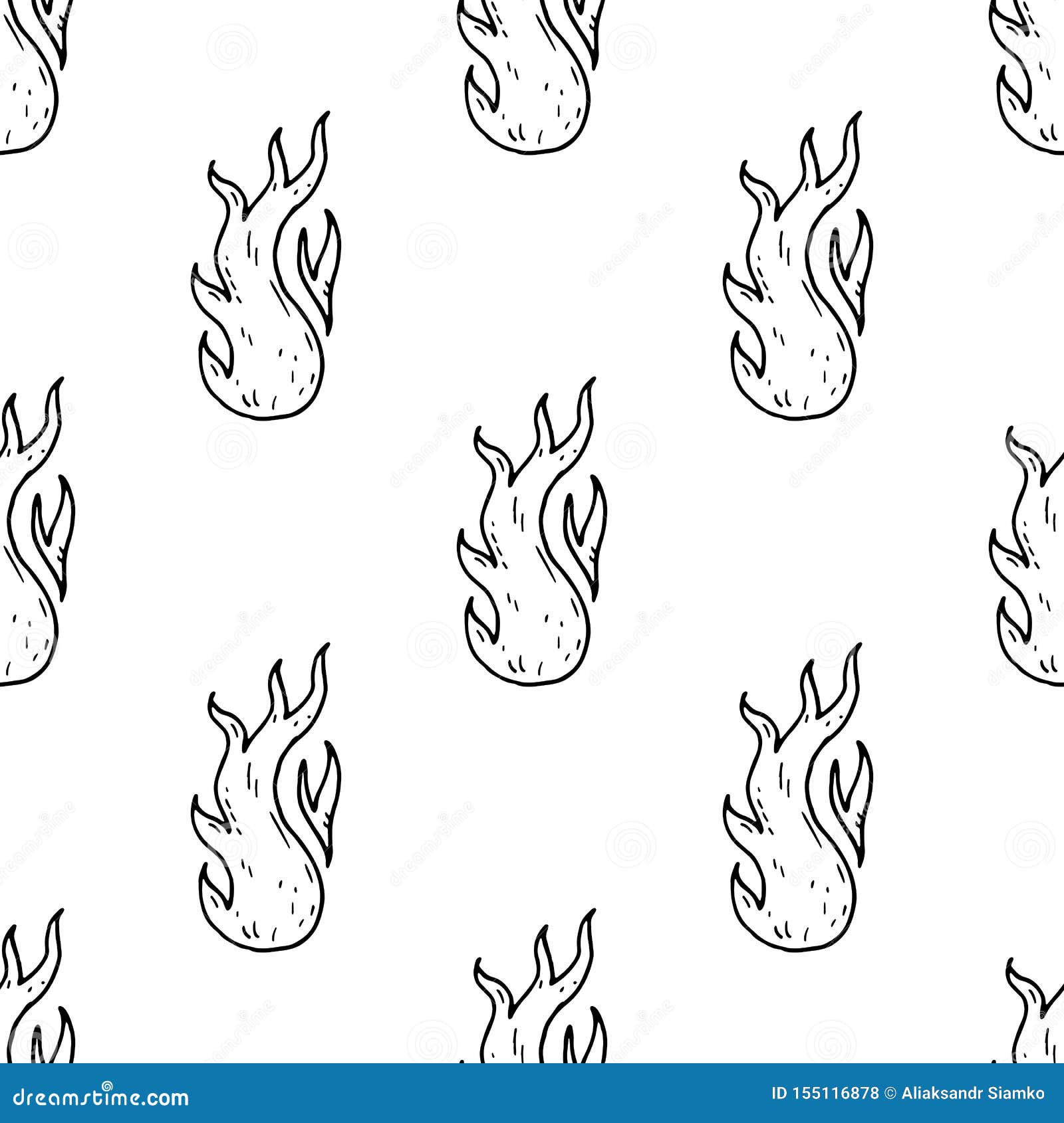 Ícones de fogo desenhados à mão ícones de chamas de fogo vector mão  desenhada doodle esboço fogo preto e branco desenho simples símbolo de fogo