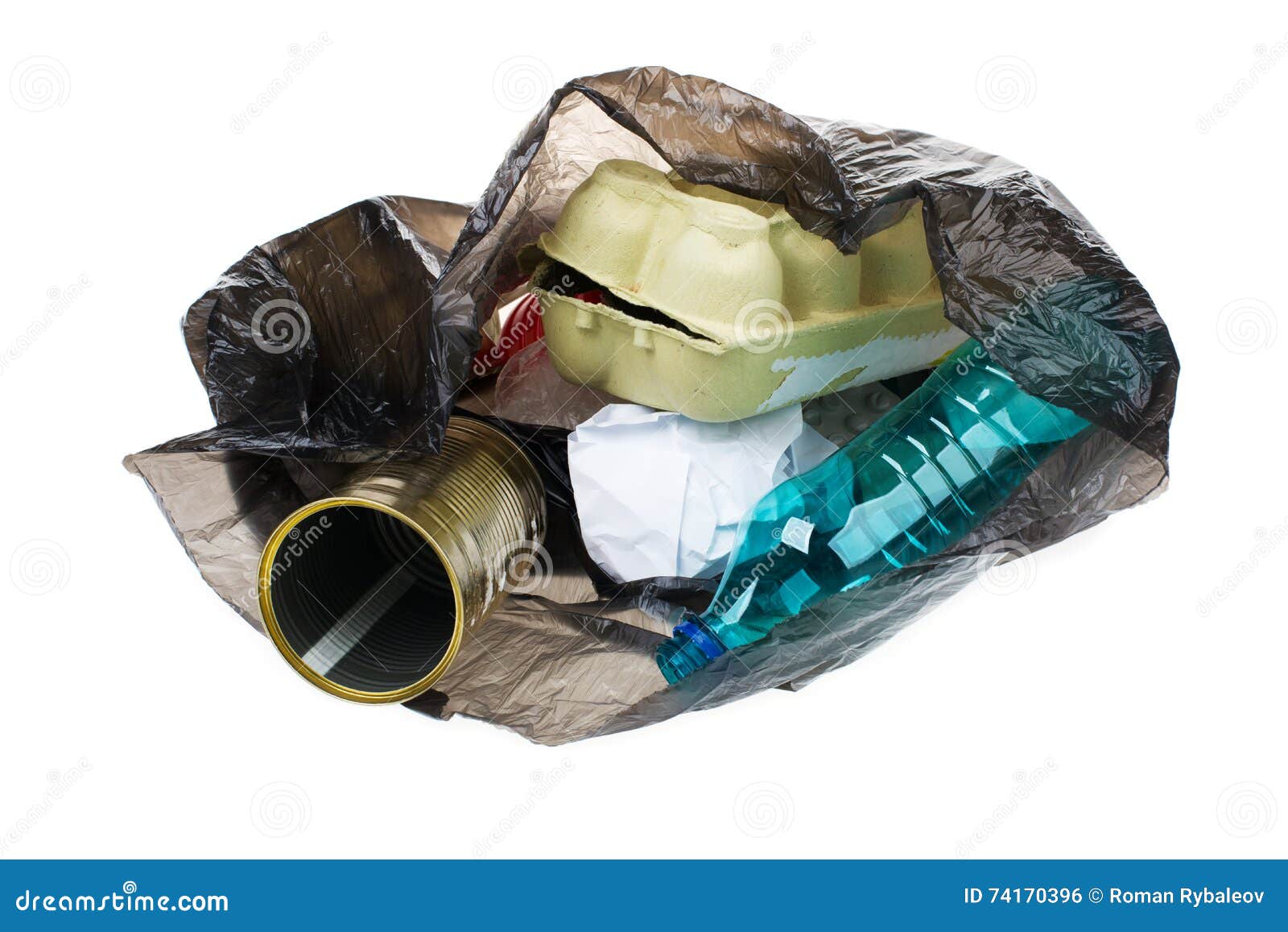Garbage Bag with Recyclable Trash Isolated on White Stock Photo - Image