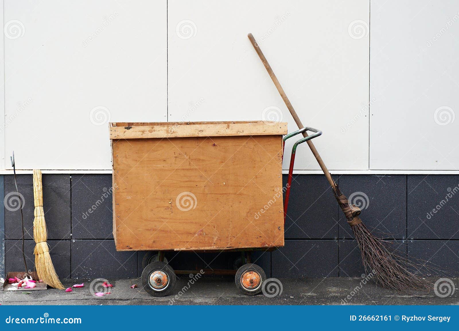 Garbage Bin, Broom and Dustpan Stock Image Image of steel, rubbish