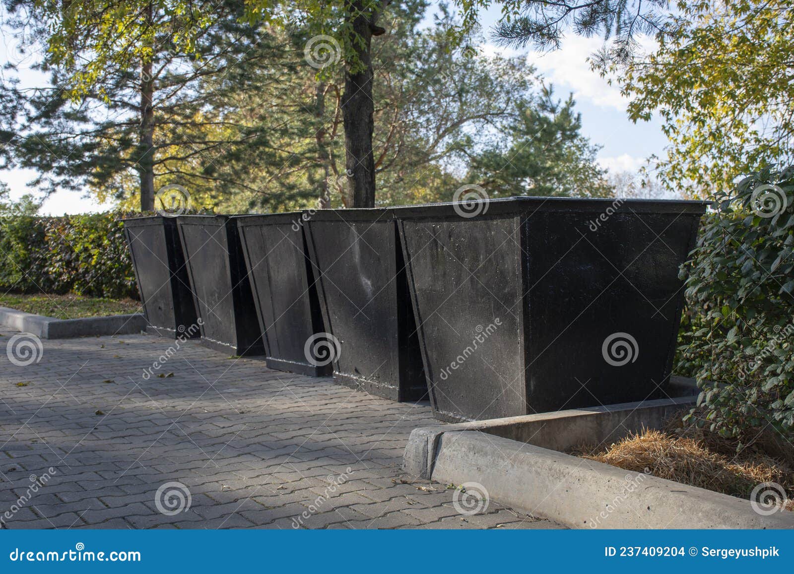 Garbage cans stock photo. Image of city, waste, park 237409204