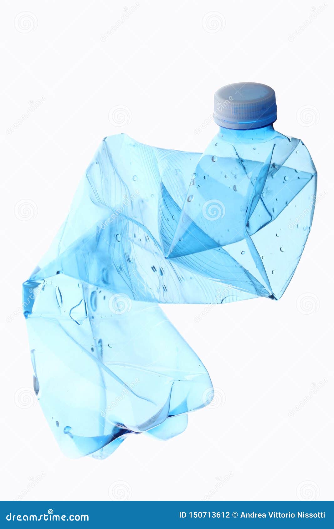 garbage concept: empty crushed plastic bottle  on white background with clipping path and copy space for your text