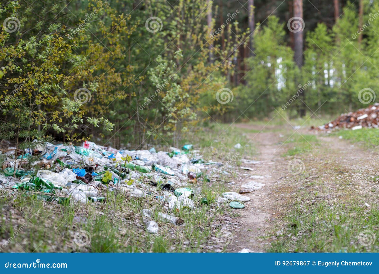 Garbage dump in the woods stock image. Image of dirty 92679867