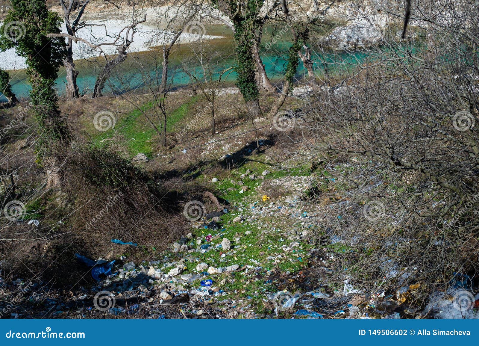 Garbage dump in the woods stock photo. Image of ecology 149506602