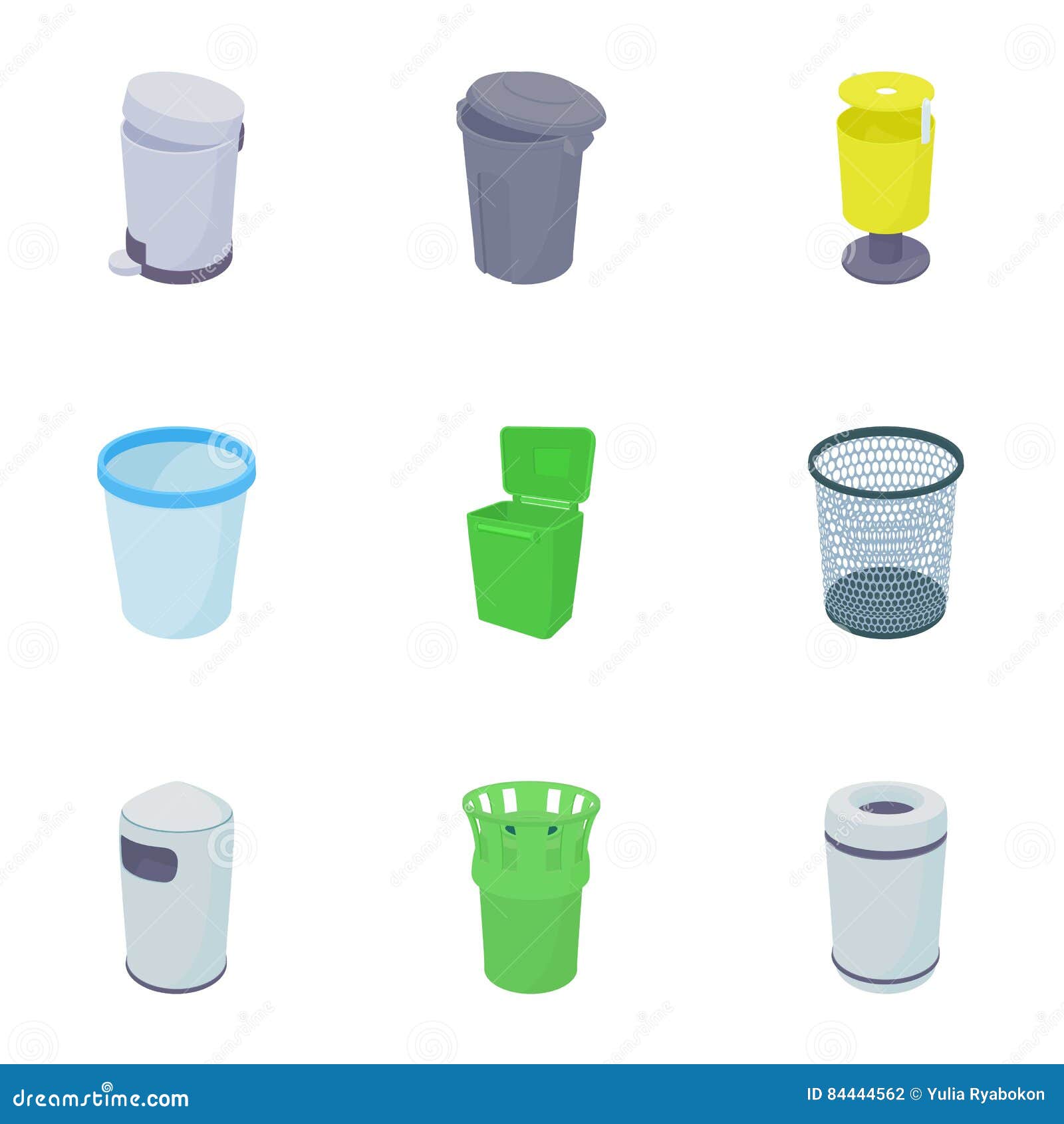 Garbage Icons Set, Cartoon Style Stock Vector - Illustration of cover