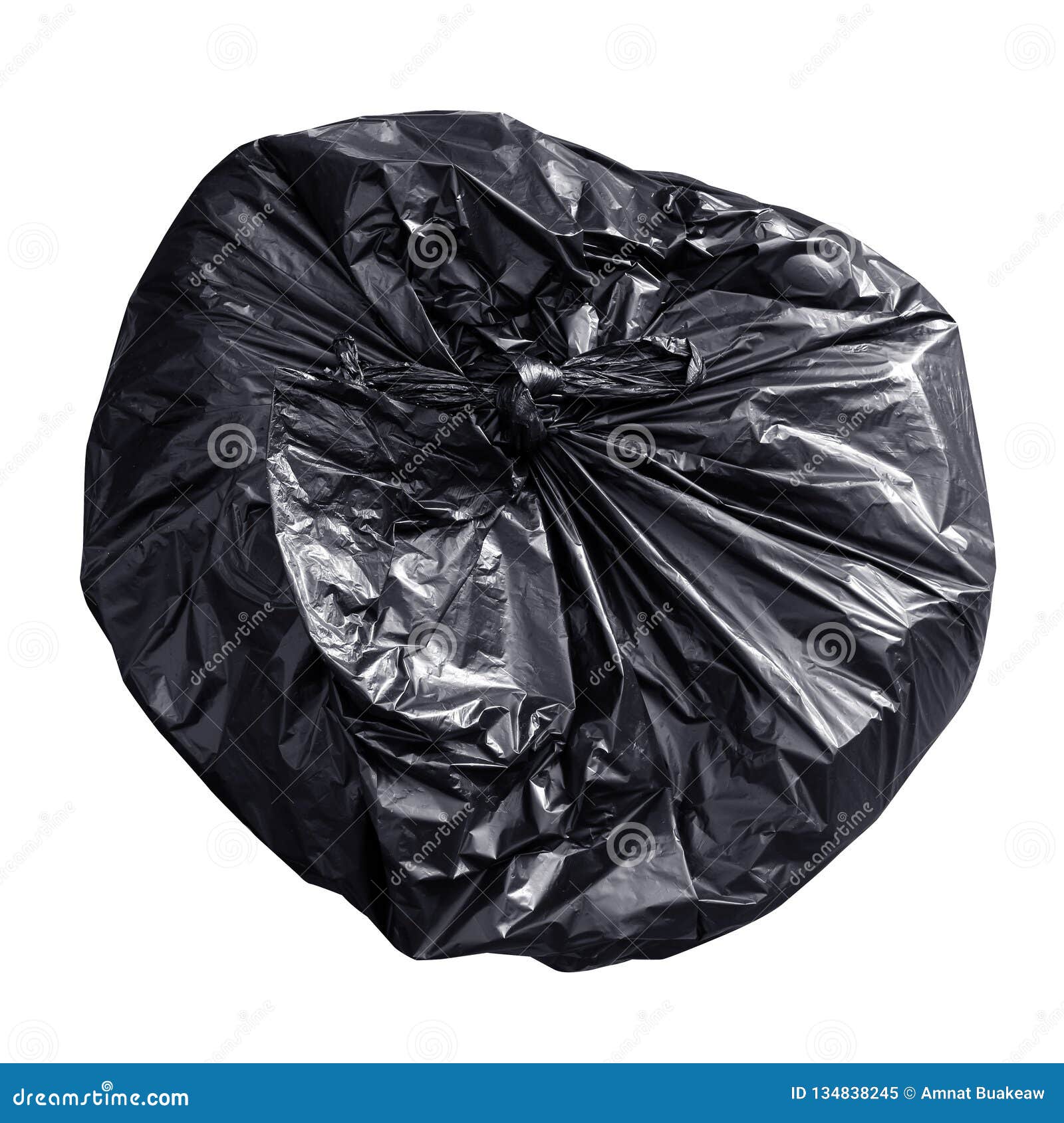 Garbage Plastic Bag Black Isolated On White Background