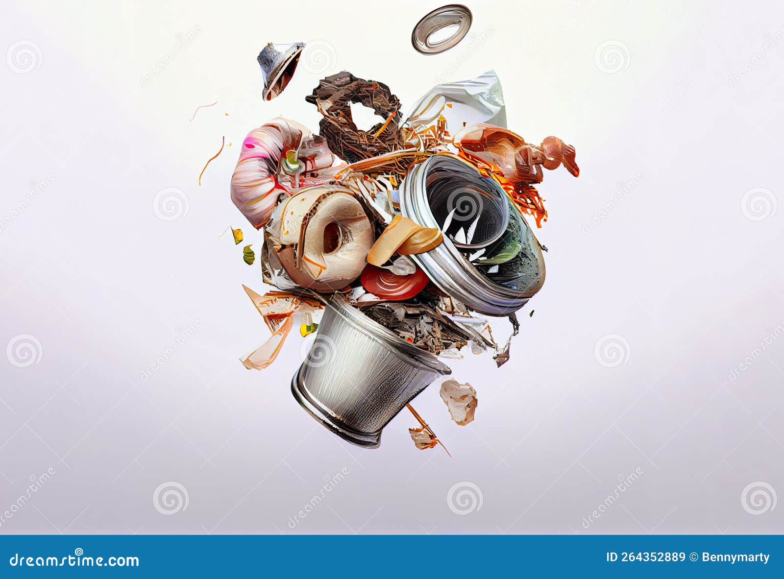 garbage trash-can scattered all around