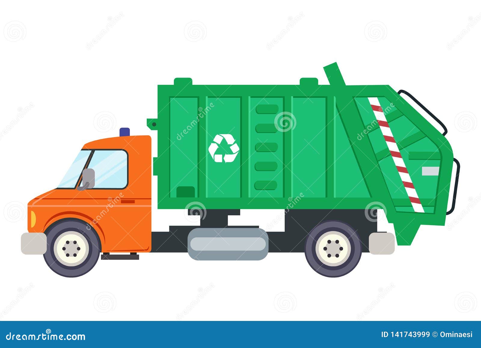 Garbage Truck Car Machine Recycle Trash Transportation Automobile Flat ...