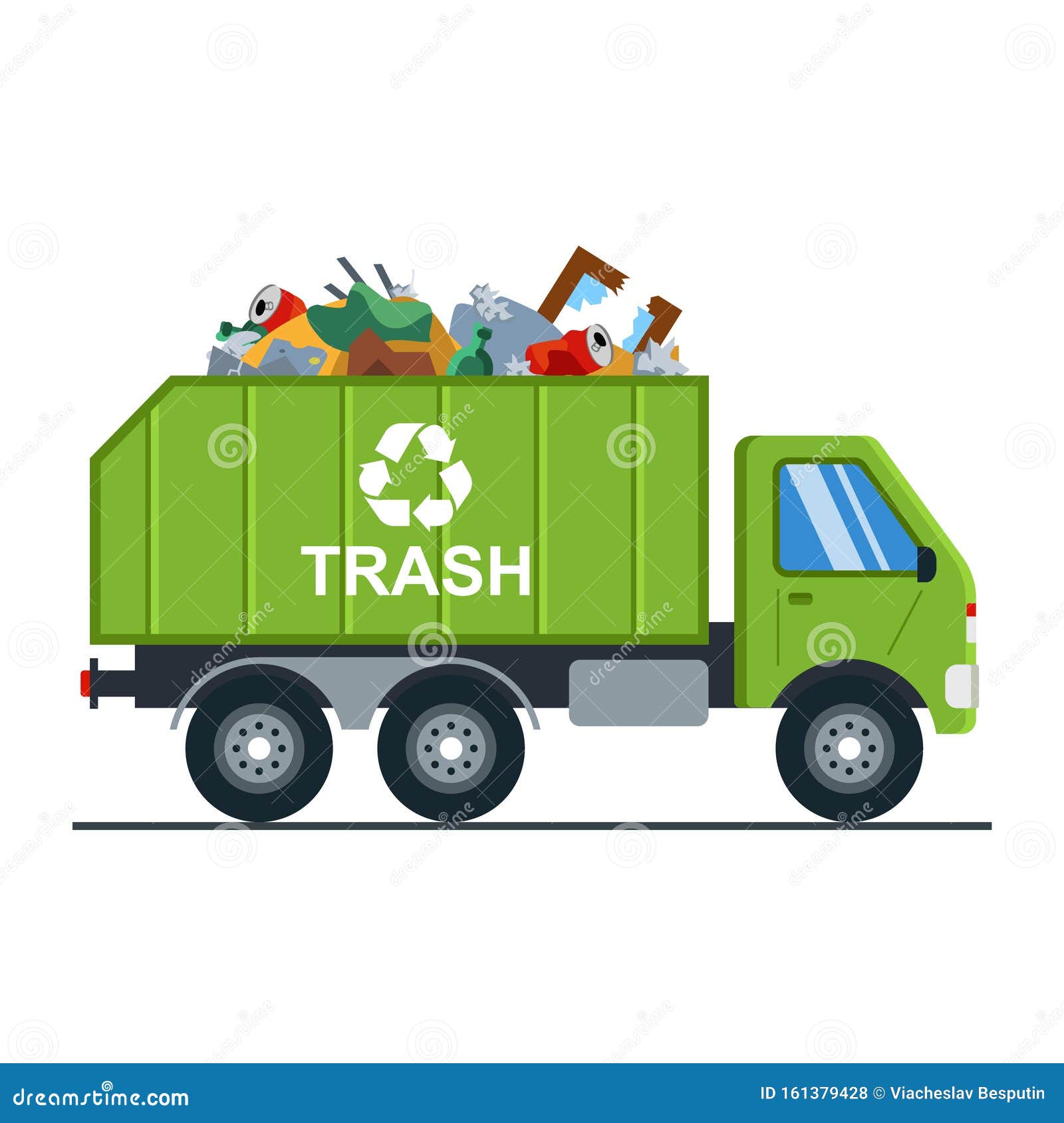 Garbage Truck with Garbage Goes To the Landfill. Stock Vector -  Illustration of lorry, automation: 161379428
