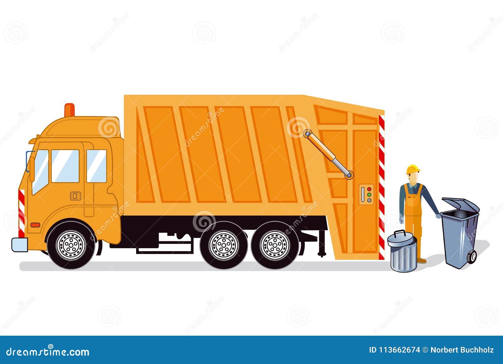 Garbage truck illustration stock vector. Illustration of cans - 113662674
