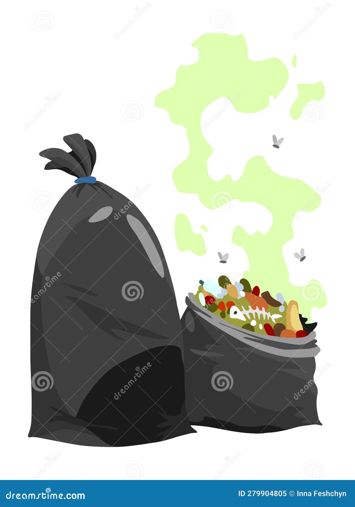 Garbage or Waste Icon. Plastic Garbage Container with Unsorted Trash