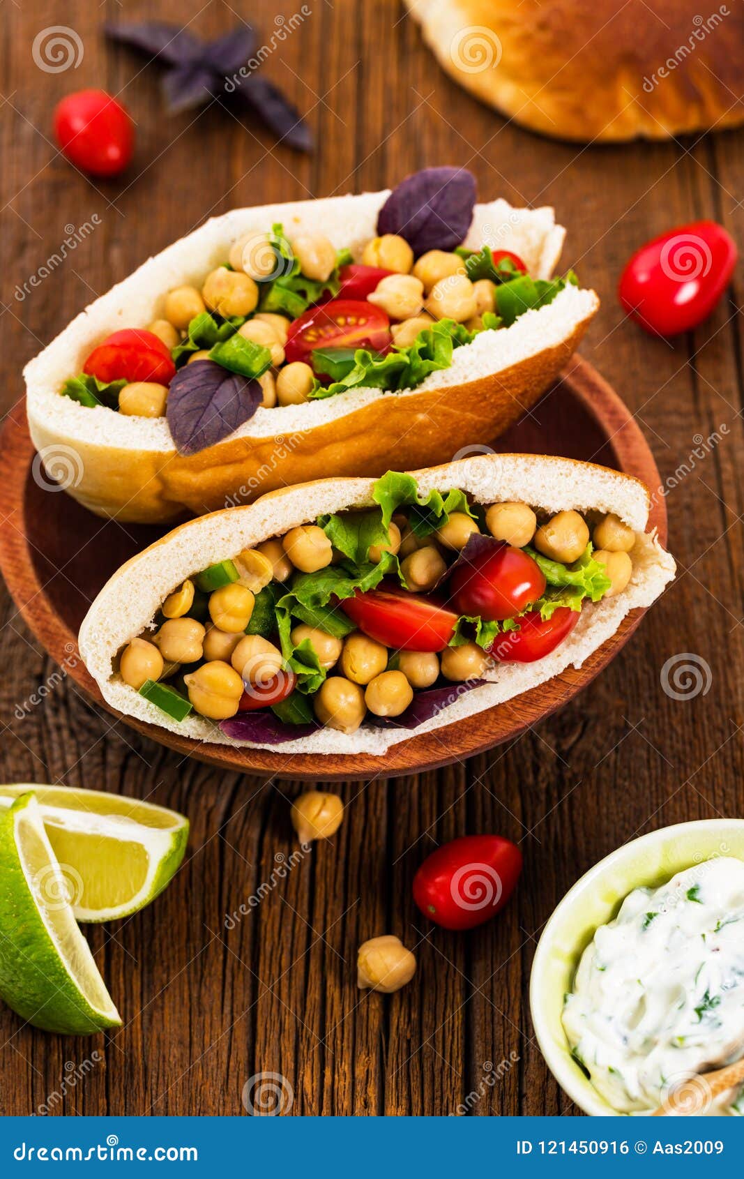 veggie pitas with garbanzo bean or chickpea salad