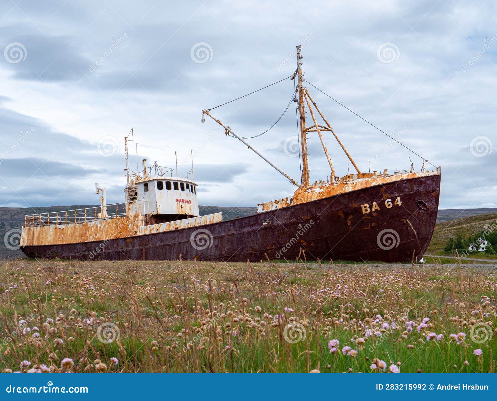 Garoar BA 64 shipwreck, Patreksfjoerour, Vestfiroir, Iceland Stock Photo -  Alamy